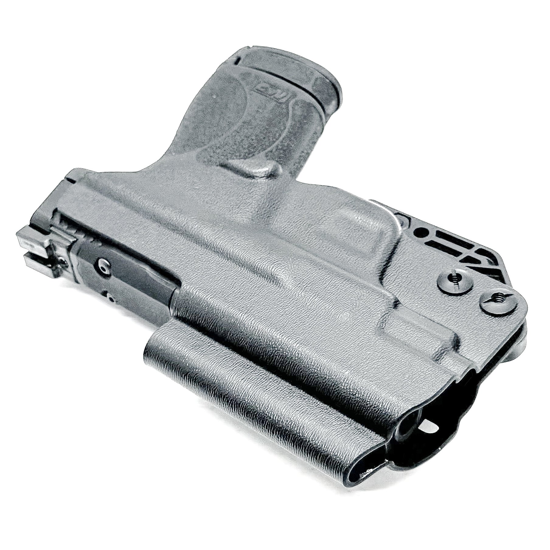 Black Inside Waistband IWB holster for Smith & Wesson Shield & Shield Plus. Red dot ready, Modwing compatible, adjustable retention, & made in the USA