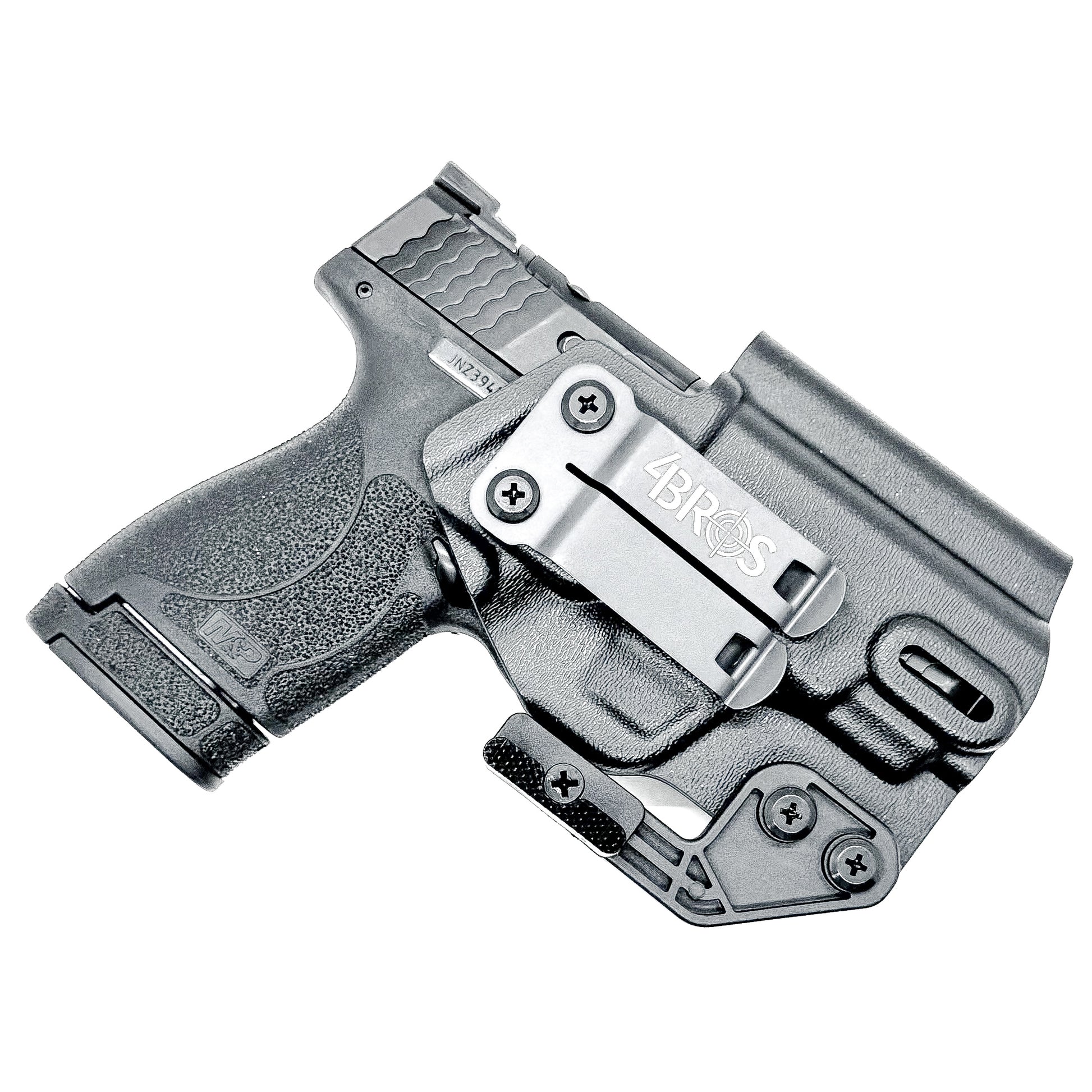 Black Inside Waistband IWB holster for Smith & Wesson Shield & Shield Plus. Red dot ready, Modwing compatible, adjustable retention, & made in the USA