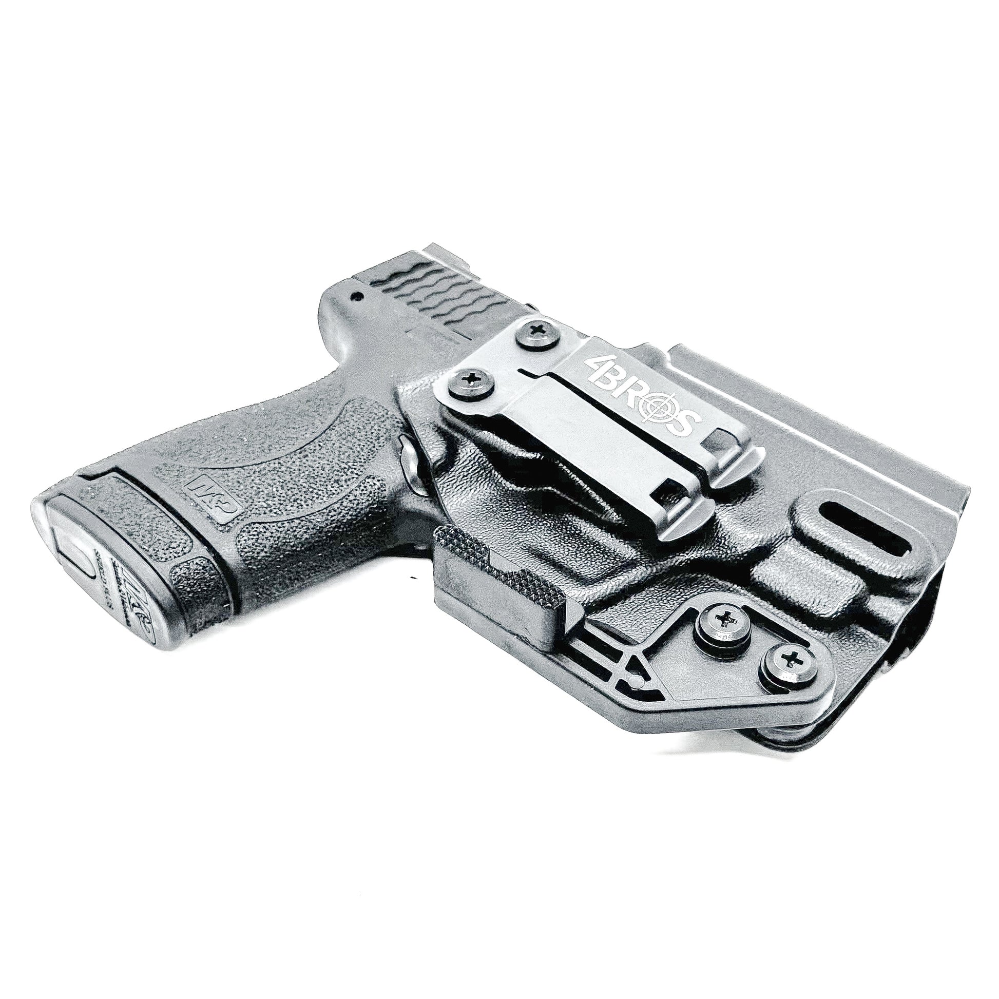 Black Inside Waistband IWB holster for Smith & Wesson Shield & Shield Plus. Red dot ready, Modwing compatible, adjustable retention, & made in the USA