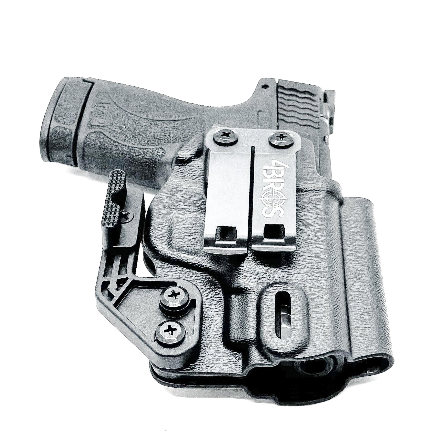 Black Inside Waistband IWB holster for Smith & Wesson Shield & Shield Plus. Red dot ready, Modwing compatible, adjustable retention, & made in the USA