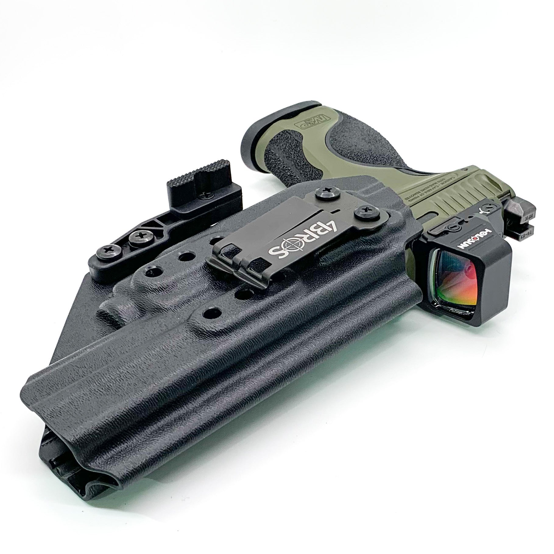 For the best IWB Kydex Inside Waistband Holster for the Smith and Wesson 2023 SPEC Series M&P 9 Metal M2.0 pistol & TLR-8A, shop Four Brothers 4BROS Holsters.