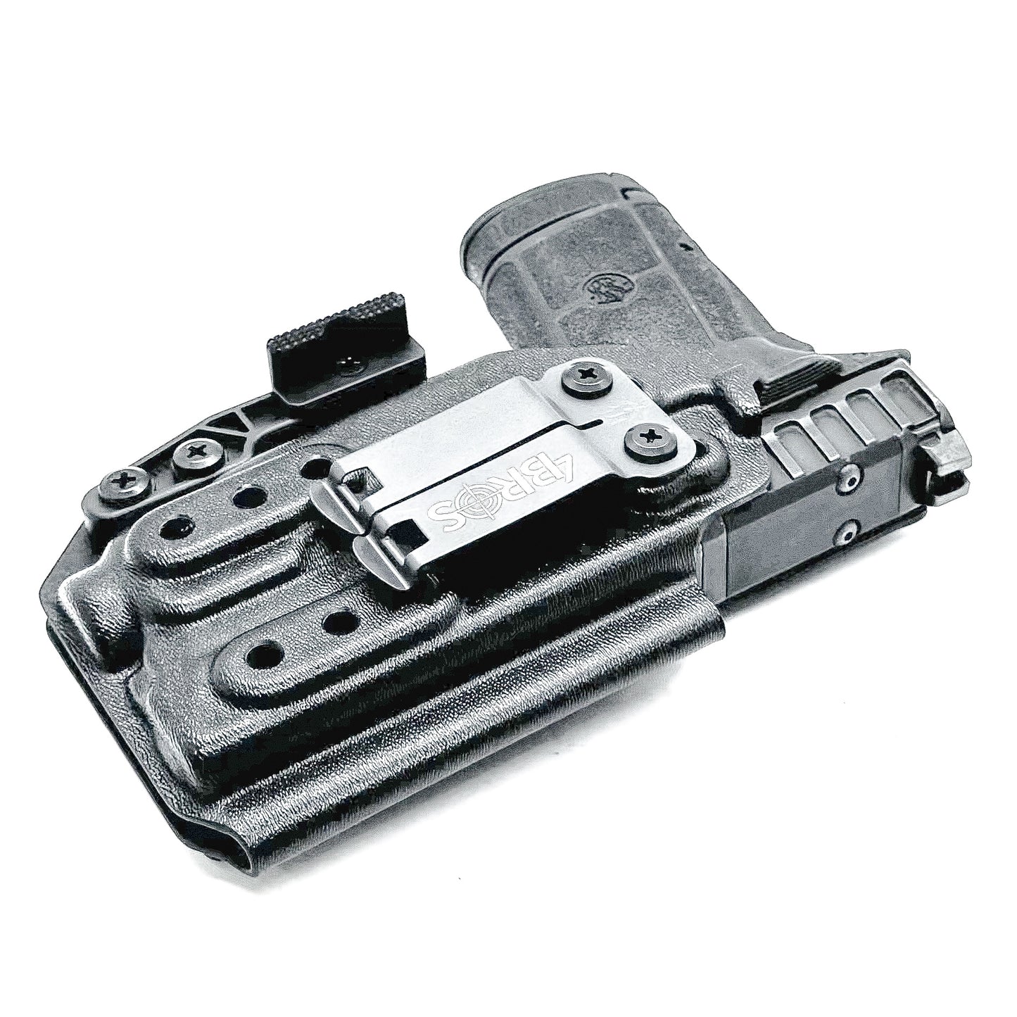 Black IWB Holster for the Smith & Wesson Equalizer with the Streamlight TLR-7 X or A with DCC Monoblock and a Modwing attached.