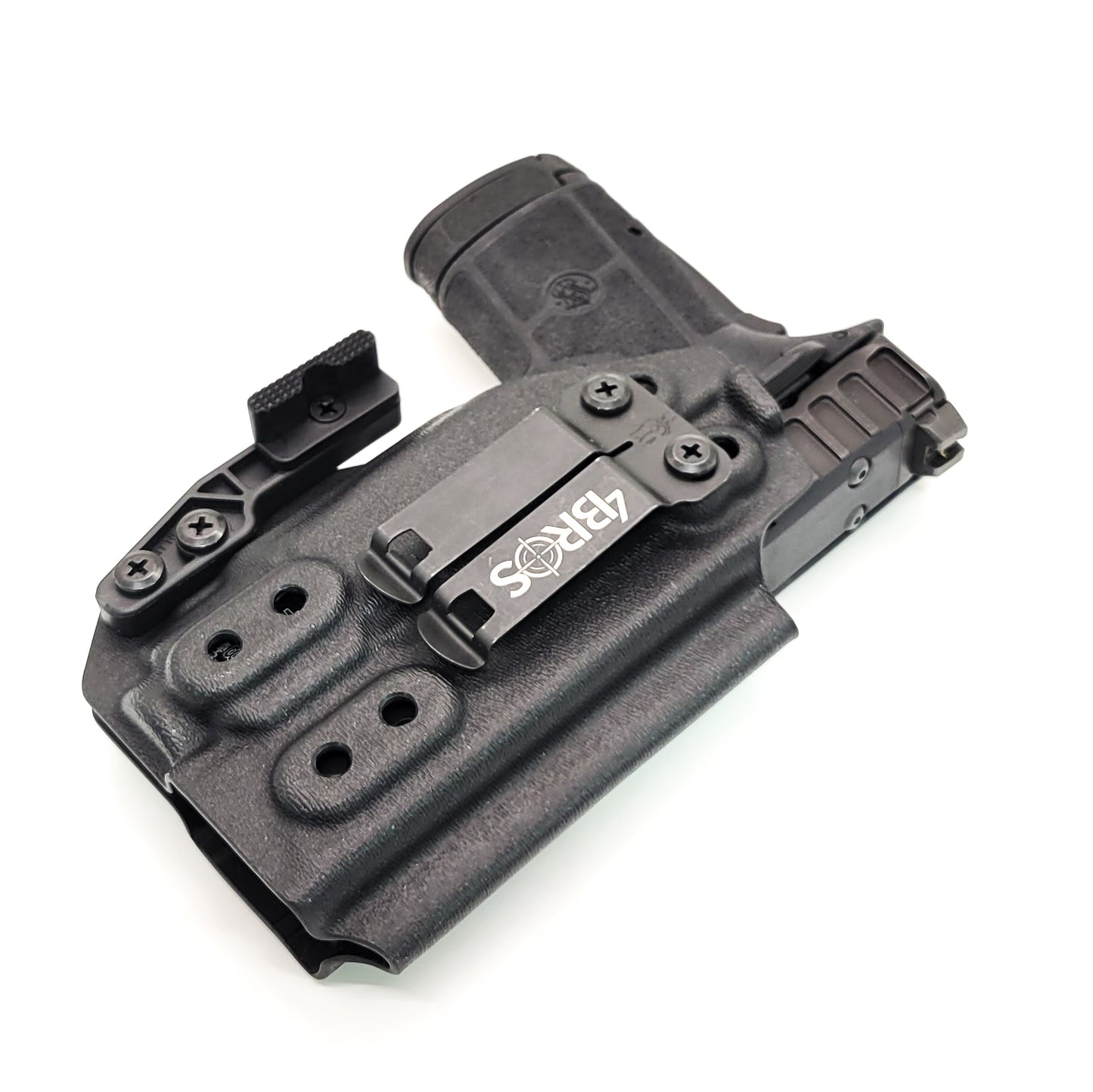 For the best IWB Kydex Inside Waistband Holster for the Smith & Wesson EQUALIZER with the Streamlight TLR-8 or TLR-8 A Four Brothers 4BROS Holsters.