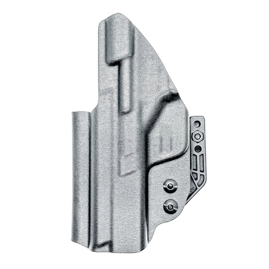 Black Inside Waistband IWB holster for the Smith & Wesson 4" 10MM M2.0 shown with a DCC Monoblock and a Modwing.