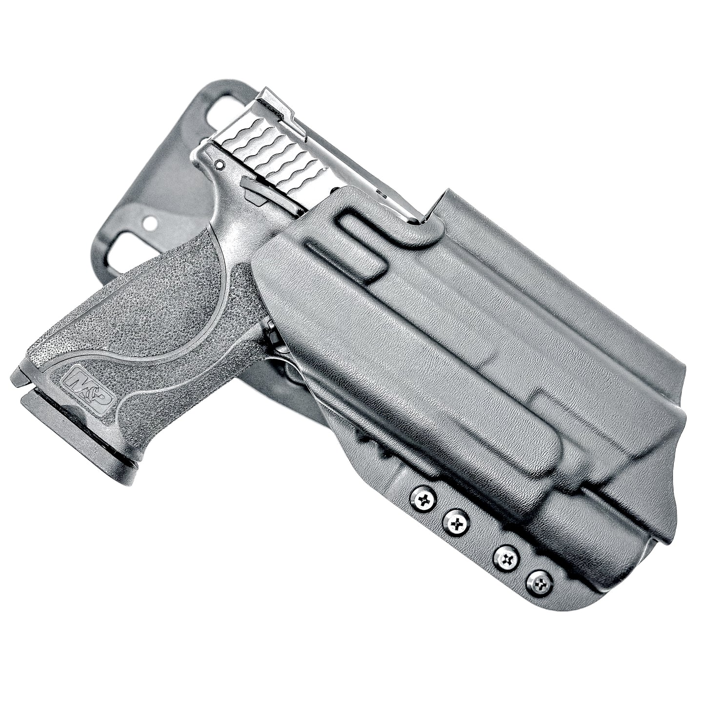 Smith & Wesson M&P 4-4.625 M2.0 & X300U Duty & Competition Holster in Black with Duty Drop attachment.