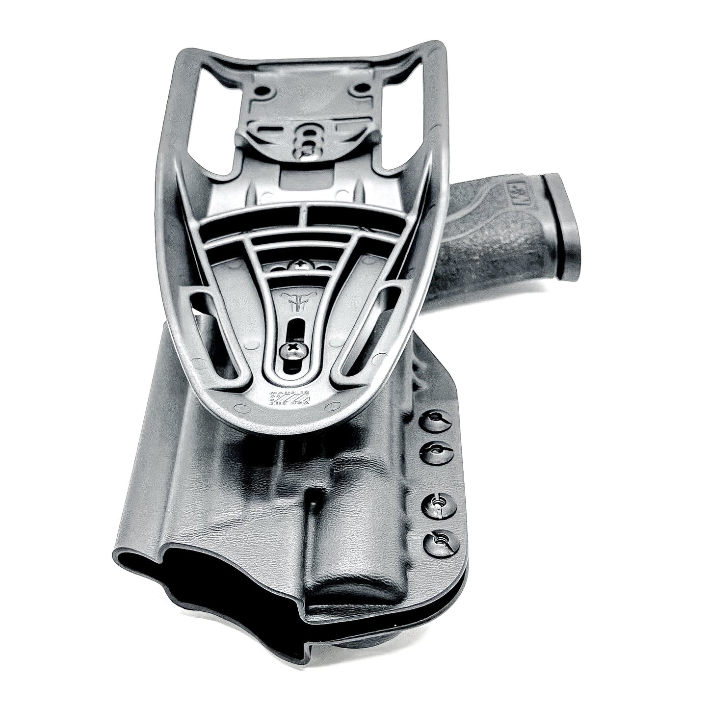 Smith & Wesson M&P 4-4.625 M2.0 & X300U Duty & Competition Holster in Black with Duty Drop attachment.