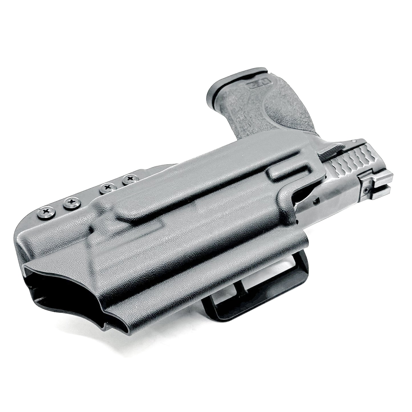 Black Outside Waistband Holster with the 4BROS 1.5" Belt Slide for the Smith & Wesson M&P 4-4.625 M2.0 & X300U light