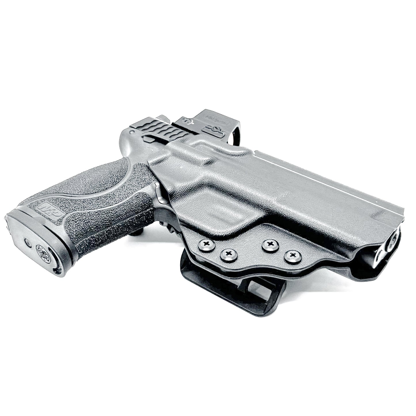 Smith & Wesson M&P 4 & 4.6 10MM M2.0 OWB Holster from Four Brothers in Black with 4Bros 1.5" Belt Slide.