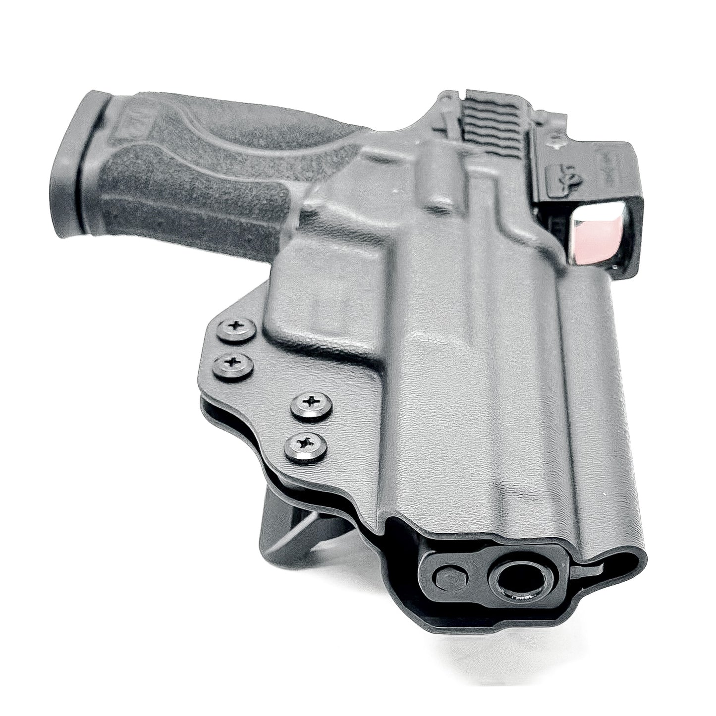 Smith & Wesson M&P 4 & 4.6 10MM M2.0 OWB Holster from Four Brothers in Black with 4Bros 1.5" Belt Slide.