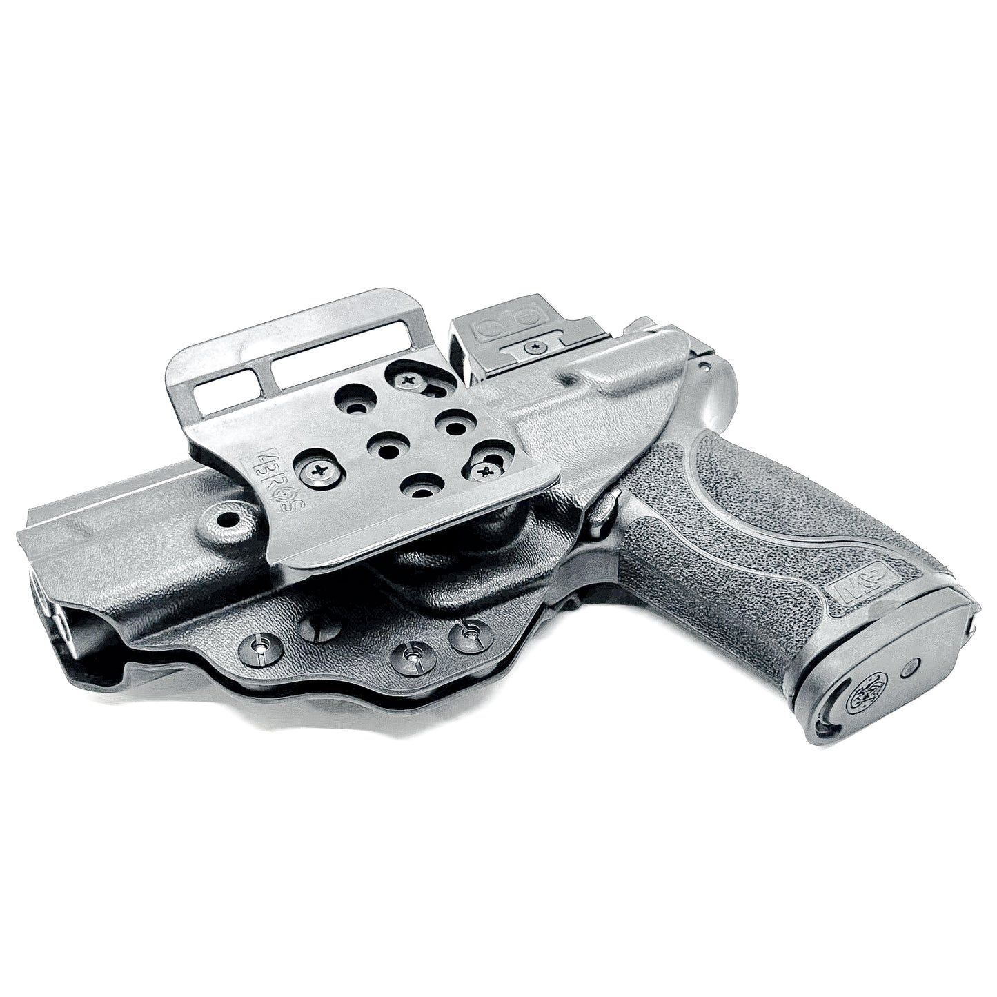 Smith & Wesson M&P 4 & 4.6 10MM M2.0 OWB Holster from Four Brothers in Black with 4Bros 1.5" Belt Slide.