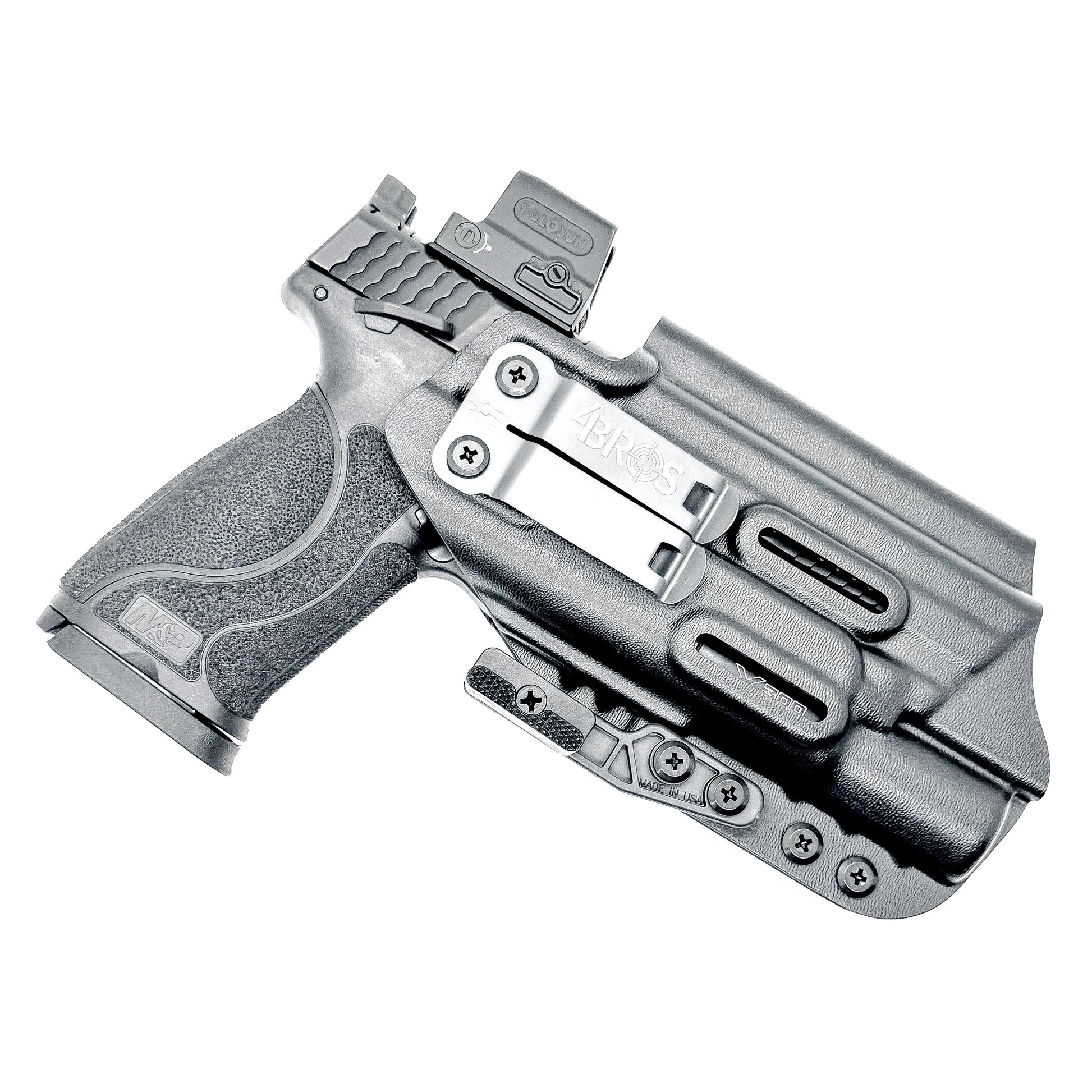 Black Inside Waistband Holster for the Smith & Wesson M&P 4 & 4.6 10MM M2.0 & X300U with monoblock and modwing.