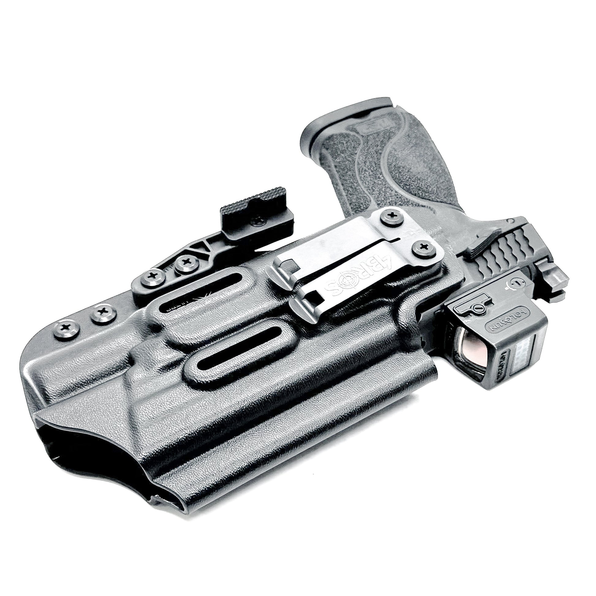 Black Inside Waistband Holster for the Smith & Wesson M&P 4 & 4.6 10MM M2.0 & X300U with monoblock and modwing.