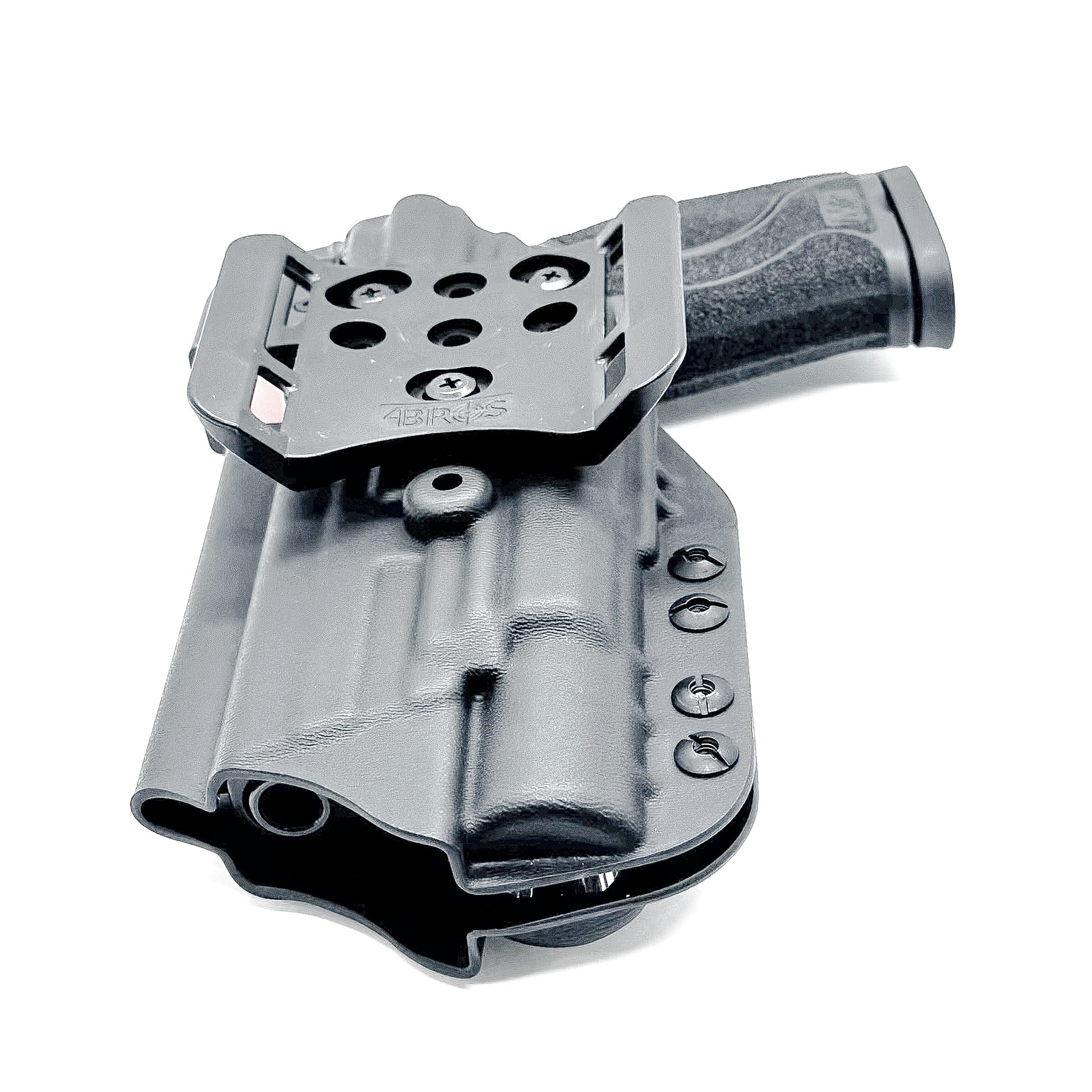 Black outside waistband holster for the Smith & Wesson M&P 4" & 4.6" 10MM M2.0 & X300U light with the  4BROS 1.5" Belt Slide.