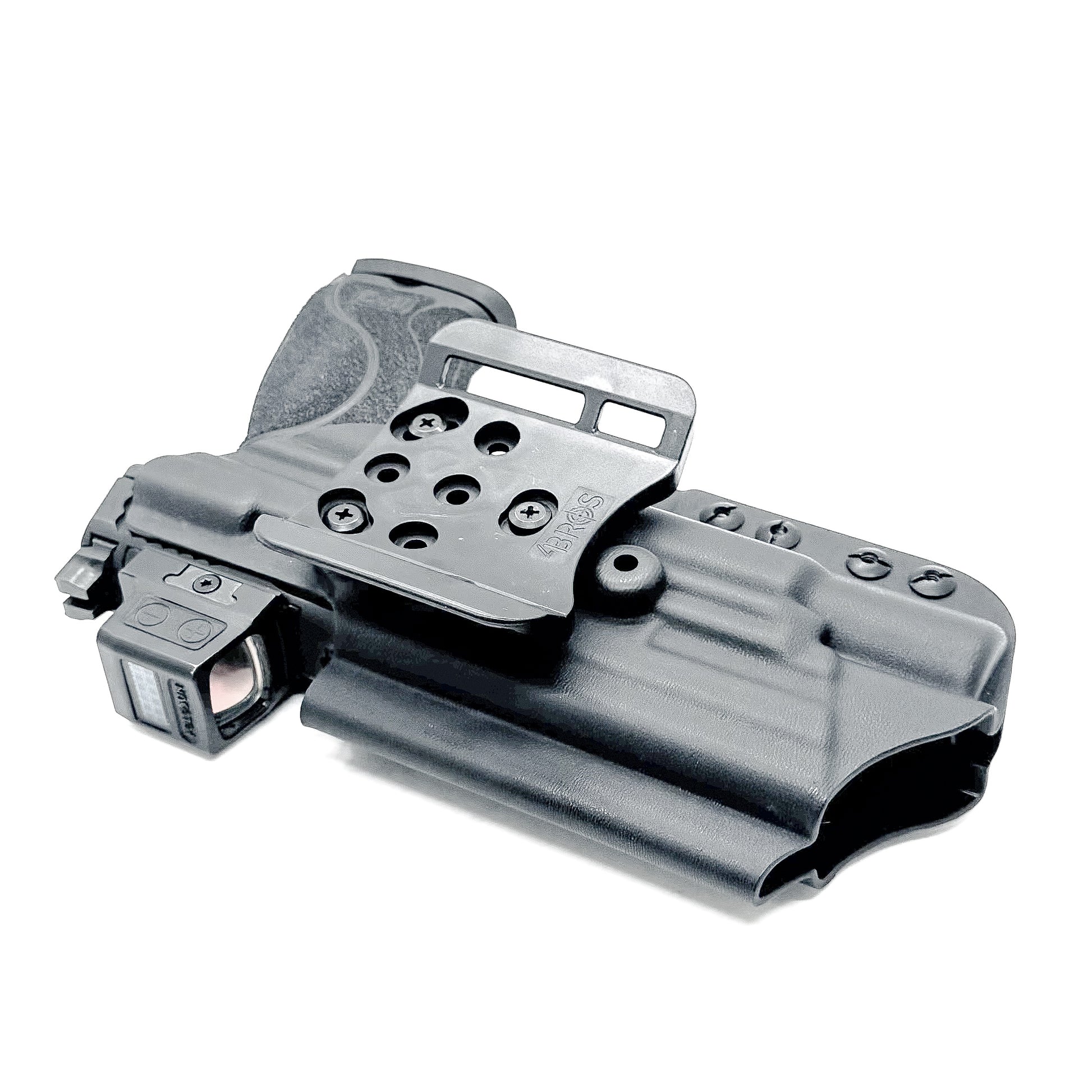 Black outside waistband holster for the Smith & Wesson M&P 4" & 4.6" 10MM M2.0 & X300U light with the  4BROS 1.5" Belt Slide.