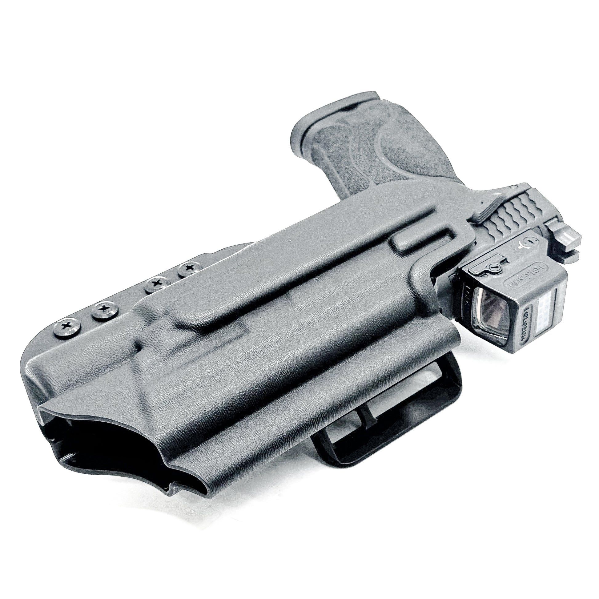 Black outside waistband holster for the Smith & Wesson M&P 4" & 4.6" 10MM M2.0 & X300U light with the  4BROS 1.5" Belt Slide.