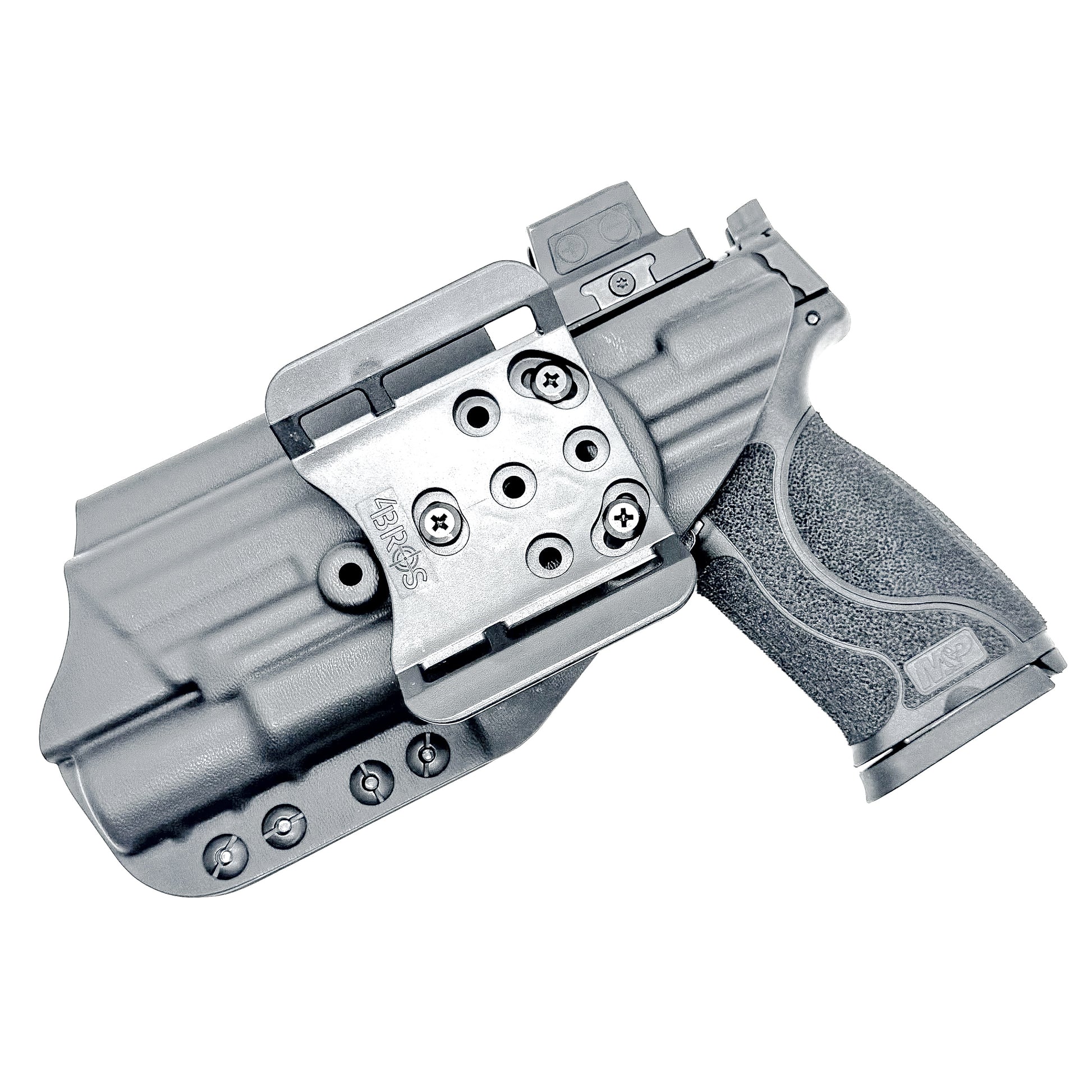 Black outside waistband holster for the Smith & Wesson M&P 4" & 4.6" 10MM M2.0 & X300U light with the  4BROS 1.5" Belt Slide.