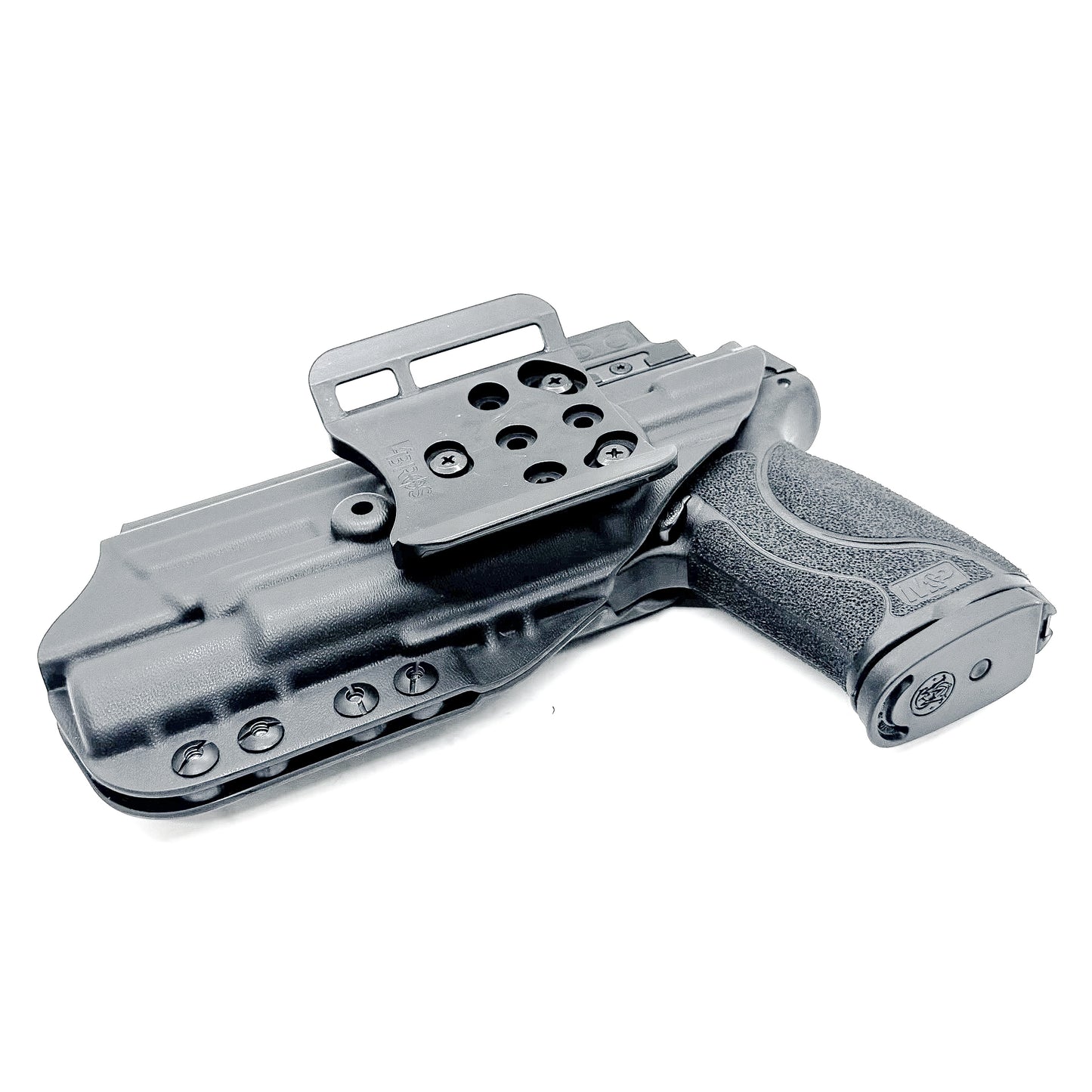 Black outside waistband holster for the Smith & Wesson M&P 4" & 4.6" 10MM M2.0 & X300U light with the 4BROS 1.5" Belt Slide.