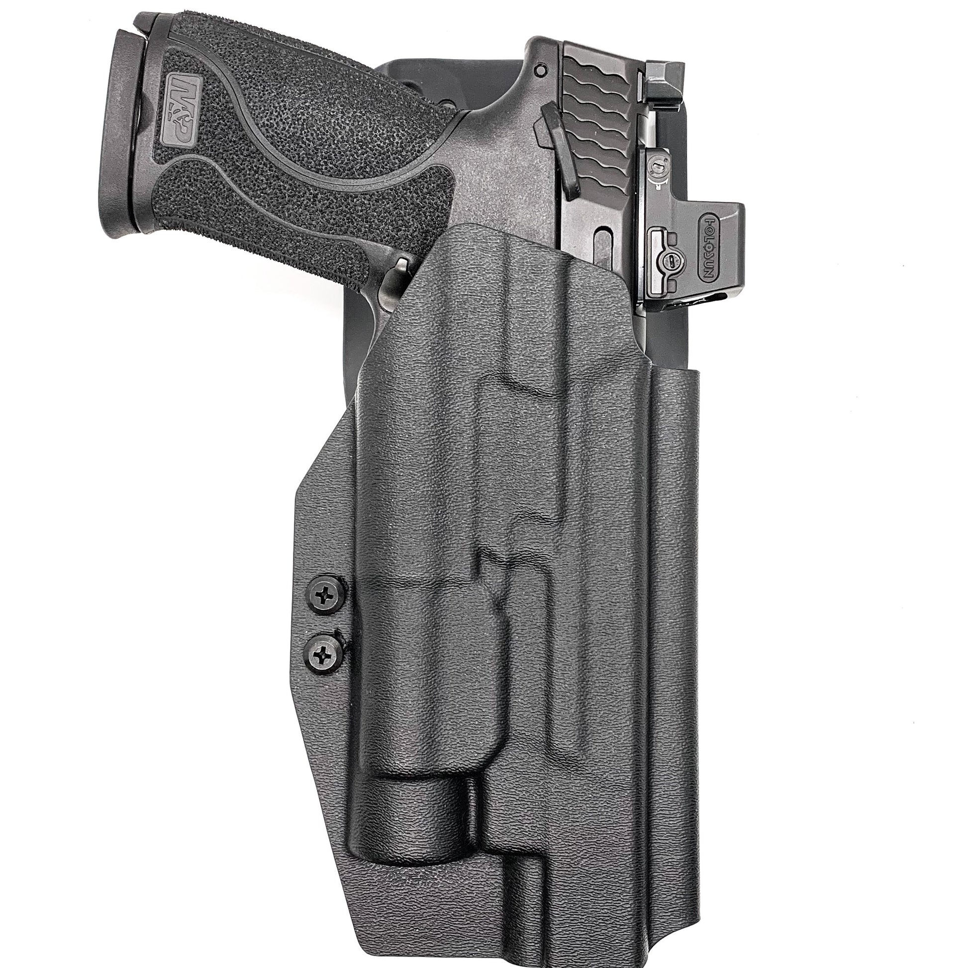 For the best OWB S&W Performance Center M&P M2.0 5.6" 10MM with thumb safety & Streamlight TLR-1 HL Duty & Competition Holster, shop Four Brothers Holsters.