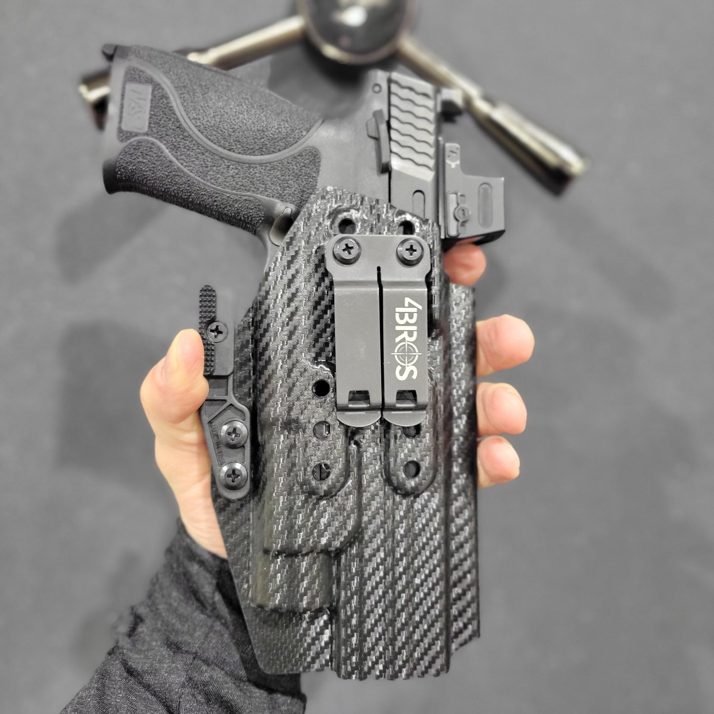 For the Best IWB AIWB Holster for the Smith and Wesson M&P 5.6" Performance Center 10MM M2.0 pistol with thumb safety & TLR-1, shop Four Brothers Holsters.