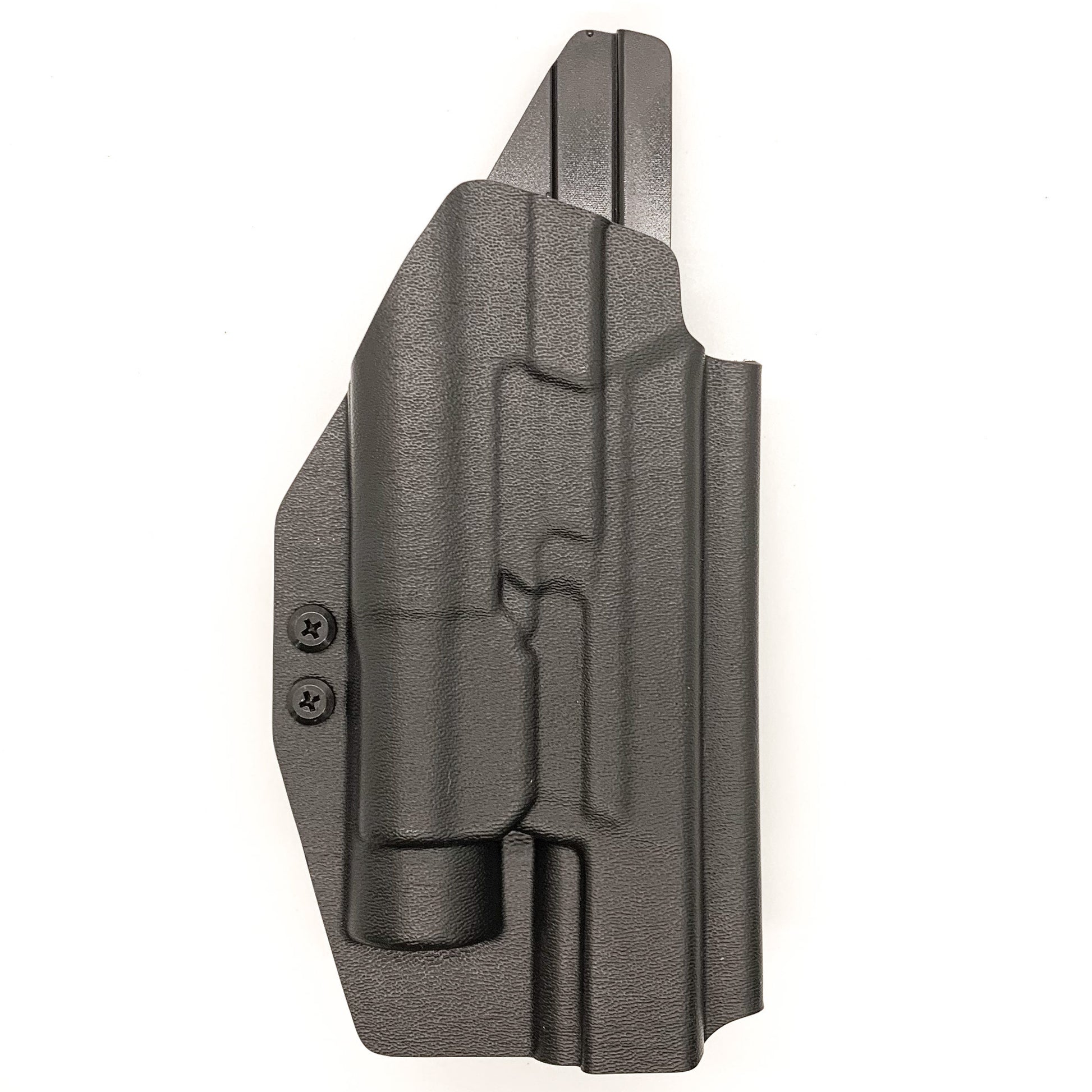 For the best Outside Waistband Holster for the Smith & Wesson M&P 10mm 5.6" Performance Center M2.0 pistol & thumb safety & TLR-1 shop Four Brothers Holsters.