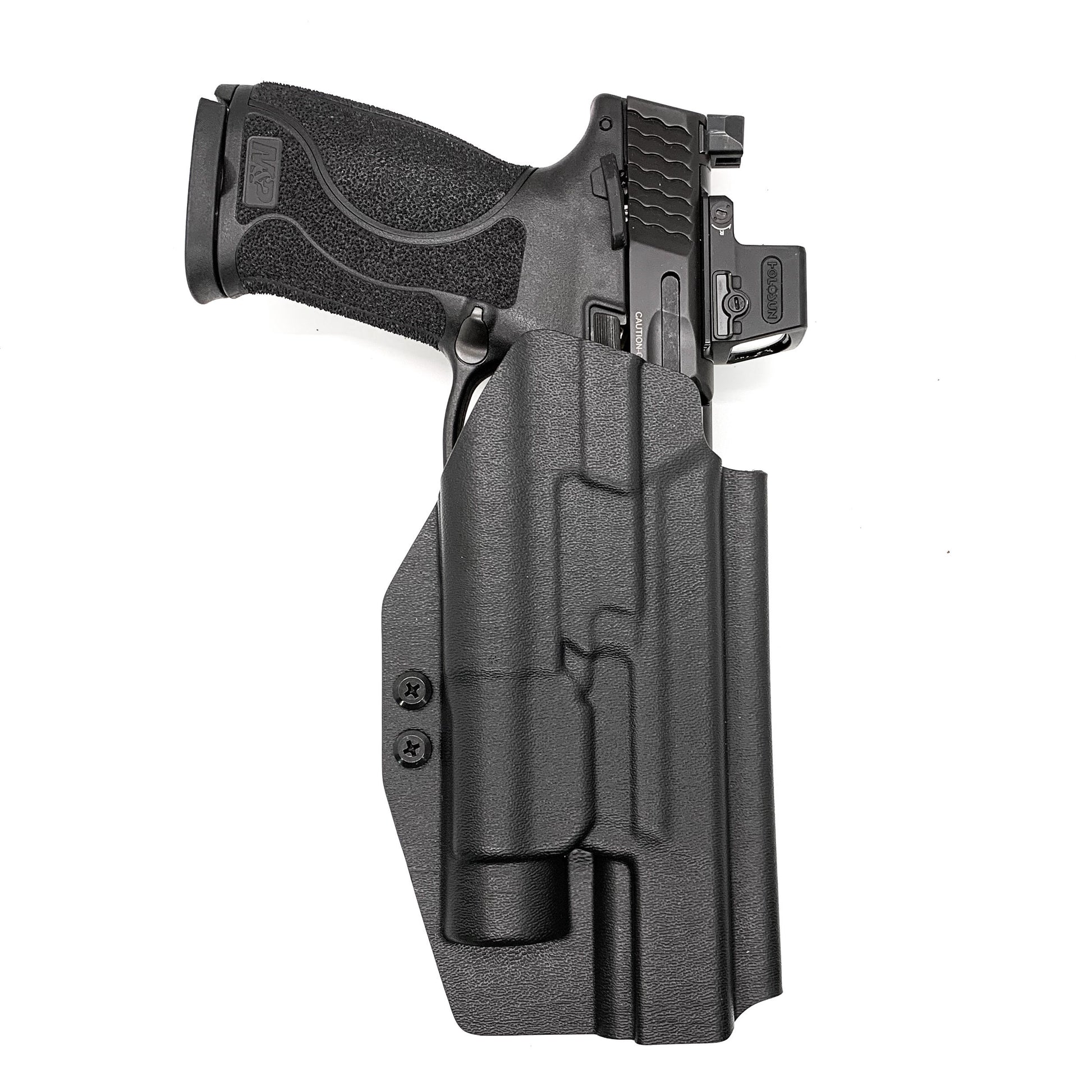 For the best Outside Waistband Holster for the Smith & Wesson M&P 10mm 5.6" Performance Center M2.0 pistol & thumb safety & TLR-1 shop Four Brothers Holsters.