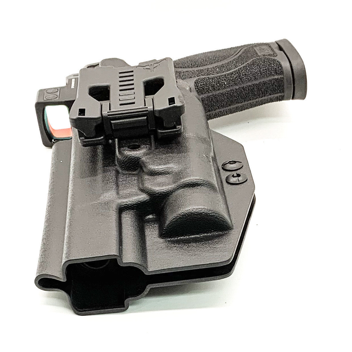 For the best Outside Waistband Holster for the Smith & Wesson M&P 10mm 5.6" Performance Center M2.0 pistol & thumb safety & TLR-1 shop Four Brothers Holsters.