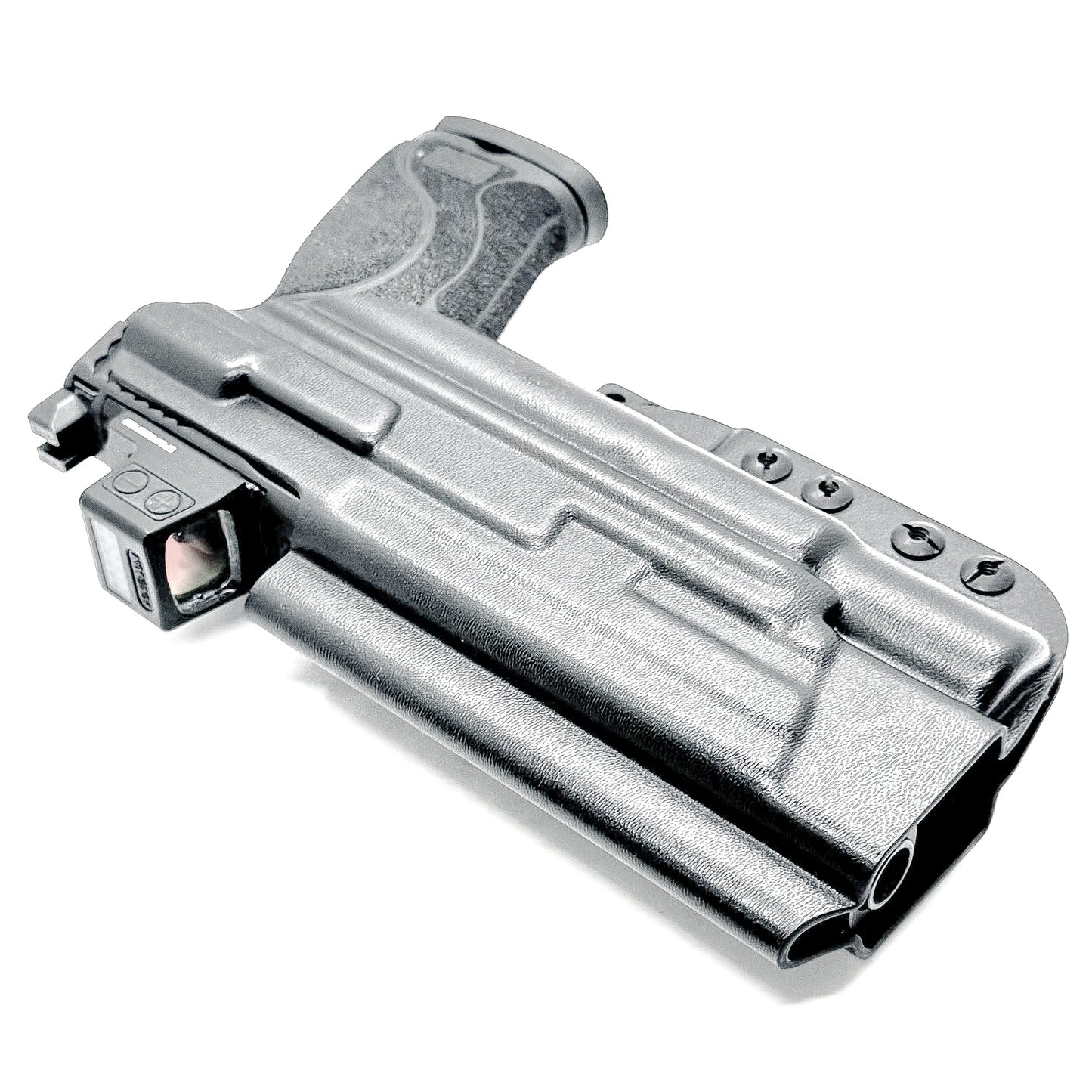 Black Inside Waistband Holster with a monoblock and a modwing for the Smith & Wesson M&P 5.6 10MM M2.0 & X300U light.
