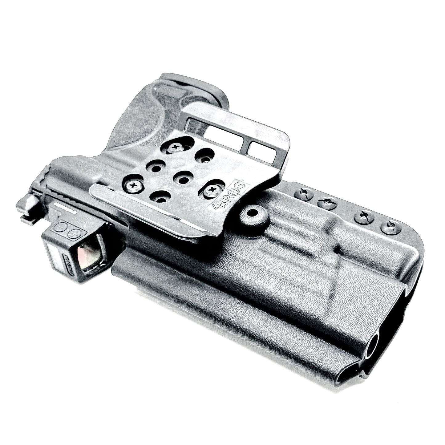 Outside Waistband Holster for the Smith & Wesson M&P 5.6 10MM M2.0 & X300U light with a 4BROS 1.5" belt slide in black.