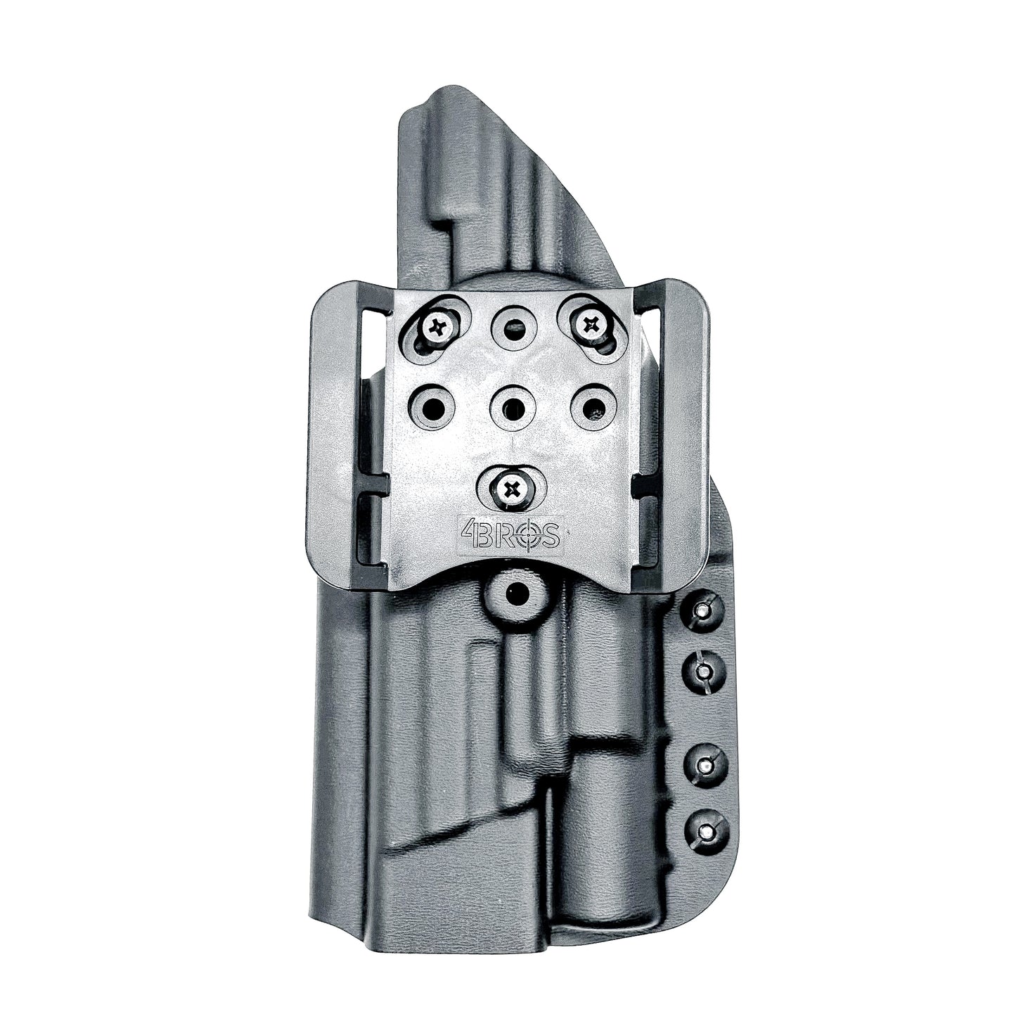 Black Outside Waistband Holster for the Smith & Wesson M&P M2.0 9mm 5" pistol with the Surefire X300U shown with a 4BROS 1.5" Belt Slide.