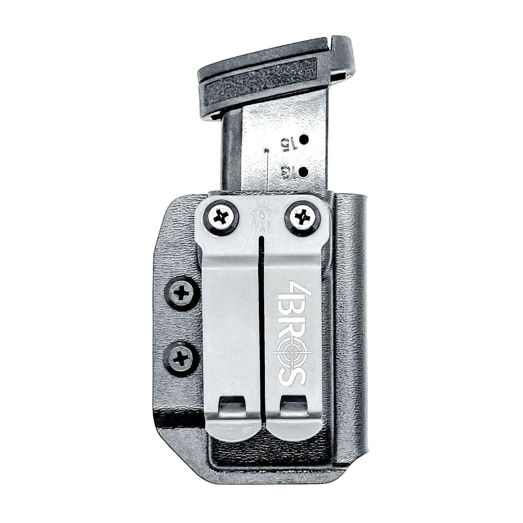 Black Kydex IWB Inside Waistband magazine holster or pouch for the S&W Shield X from Four Brothers Holsters. 4BROS Magazine carriers are made in the USA!