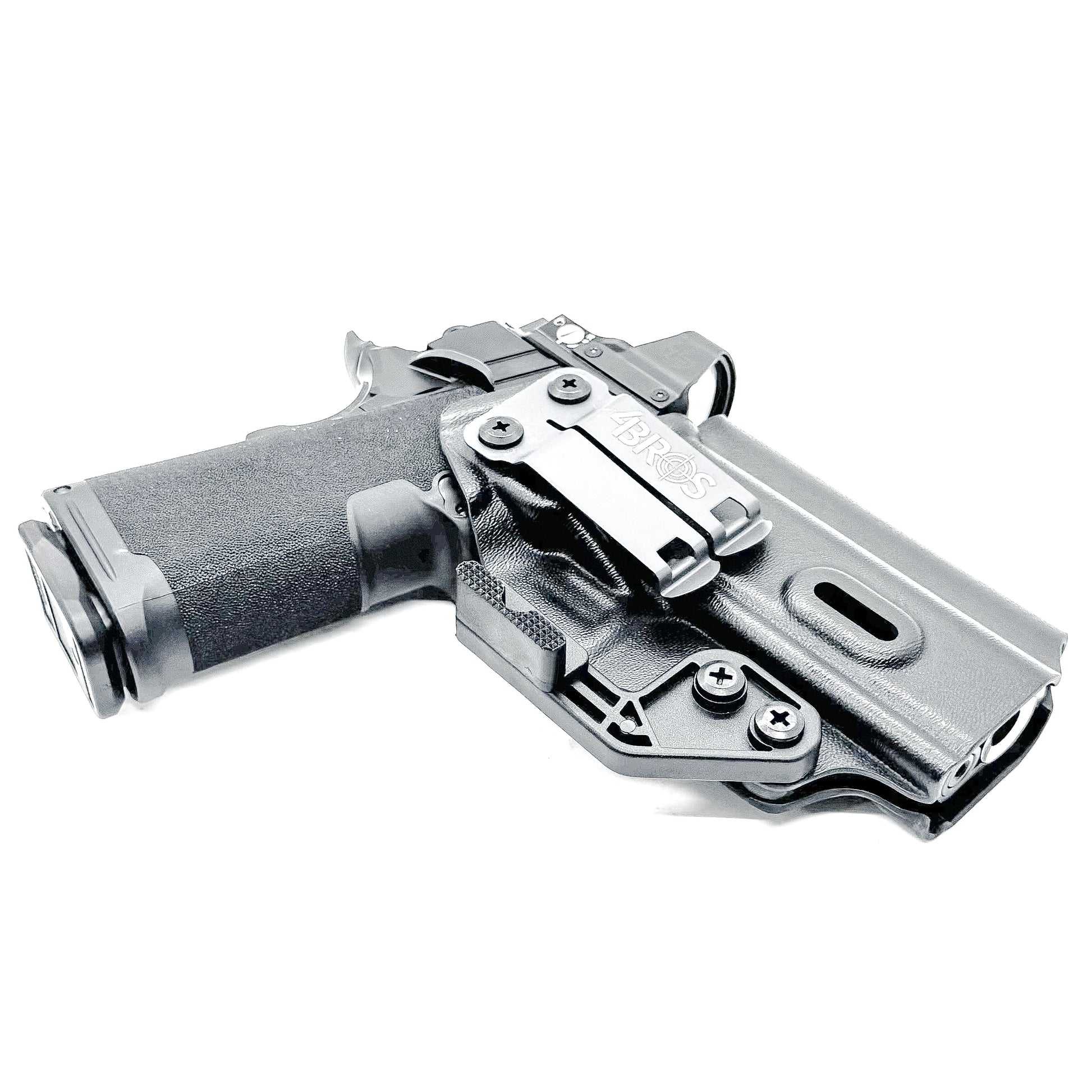 Black Inside Waistband Kydex holster for Springfield Armory 1911 DS Prodigy 4.25" and 3.5". Red dot ready, adjustable retention, Modwing compatible. Made in the USA.