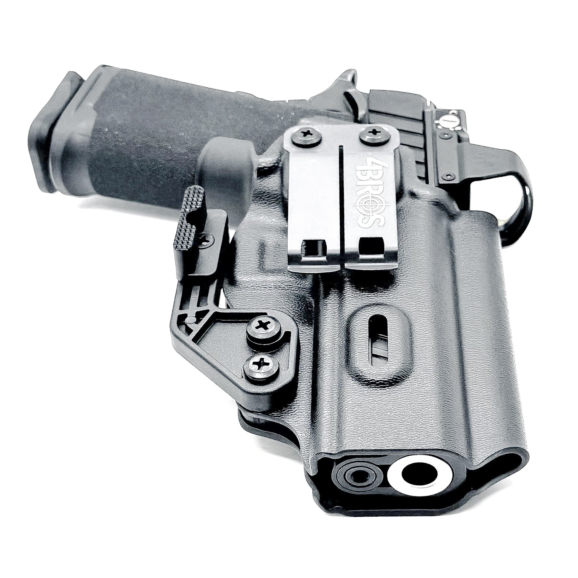 Black Inside Waistband Kydex holster for Springfield Armory 1911 DS Prodigy 4.25" and 3.5". Red dot ready, adjustable retention, Modwing compatible. Made in the USA.