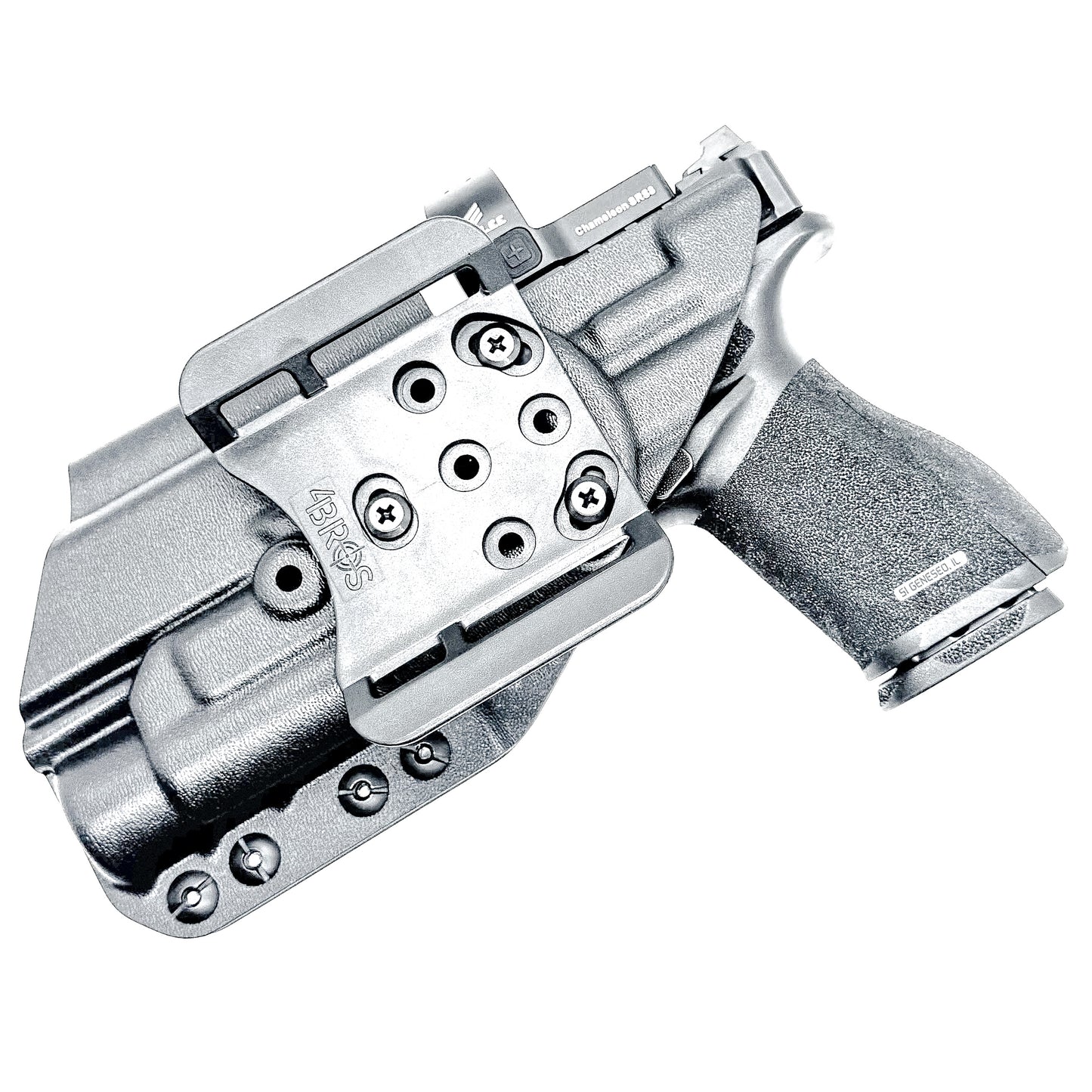 Black Outside Waistband OWB Kydex Holster for the Springfield Armory Echelon 4.0C with the Streamlight TLR-1 or TLR-1 HL from Four Brothers Holsters with 4BROS 1.5" Belt Slide.