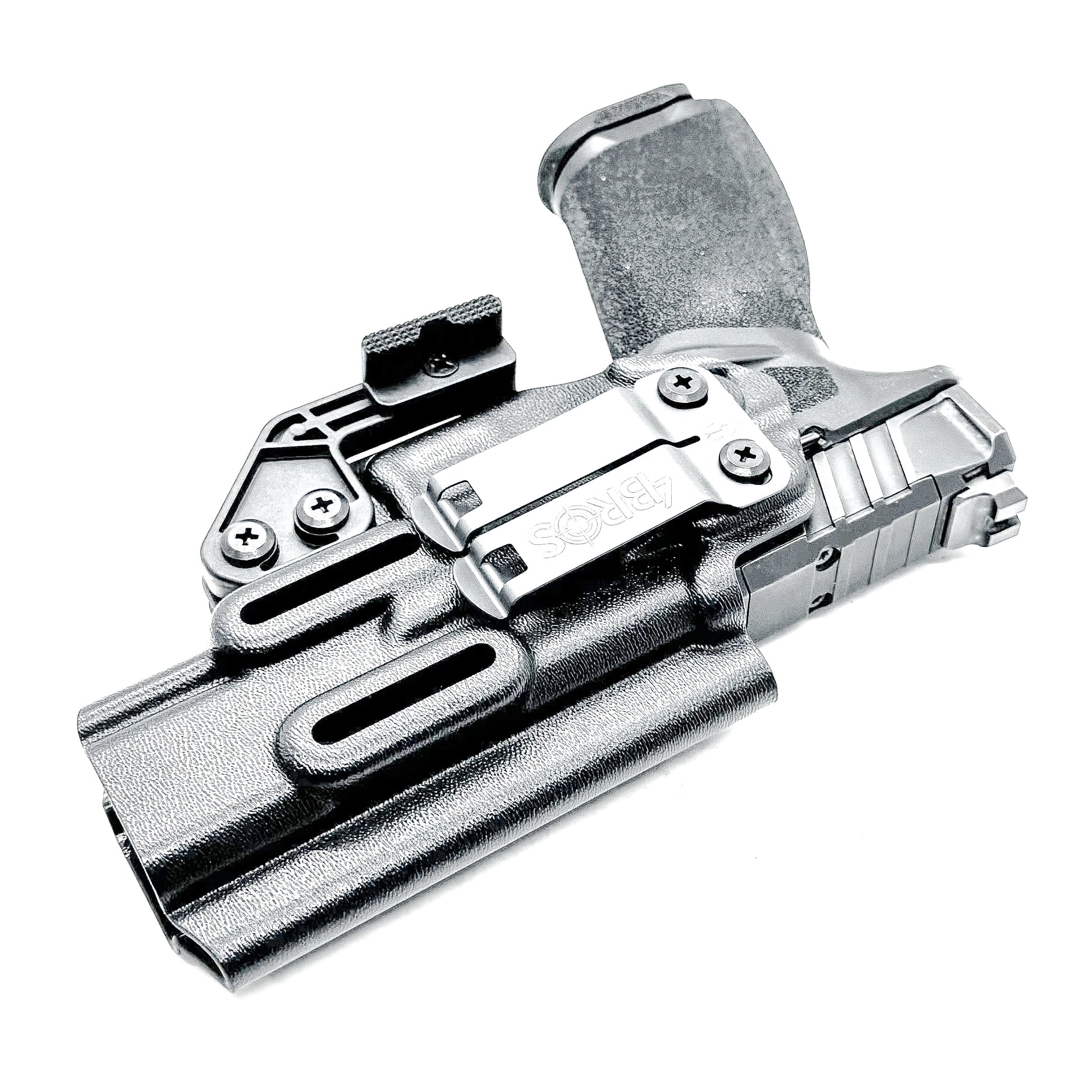 Inside Waistband (IWB) Holster for the Springfield Armory Echelon shown in Black with DCC Monoblock and Modwing.