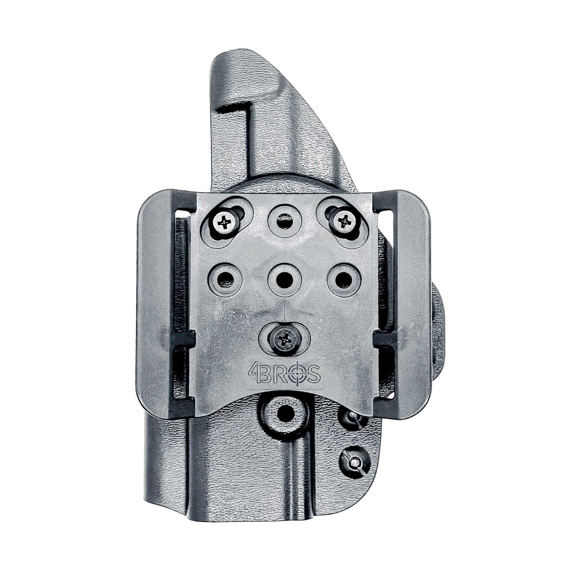 Right-hand OWB holster for Springfield Hellcat Pro with 4BROS 1.5-inch Belt Slide attachment, shown in black Kydex.