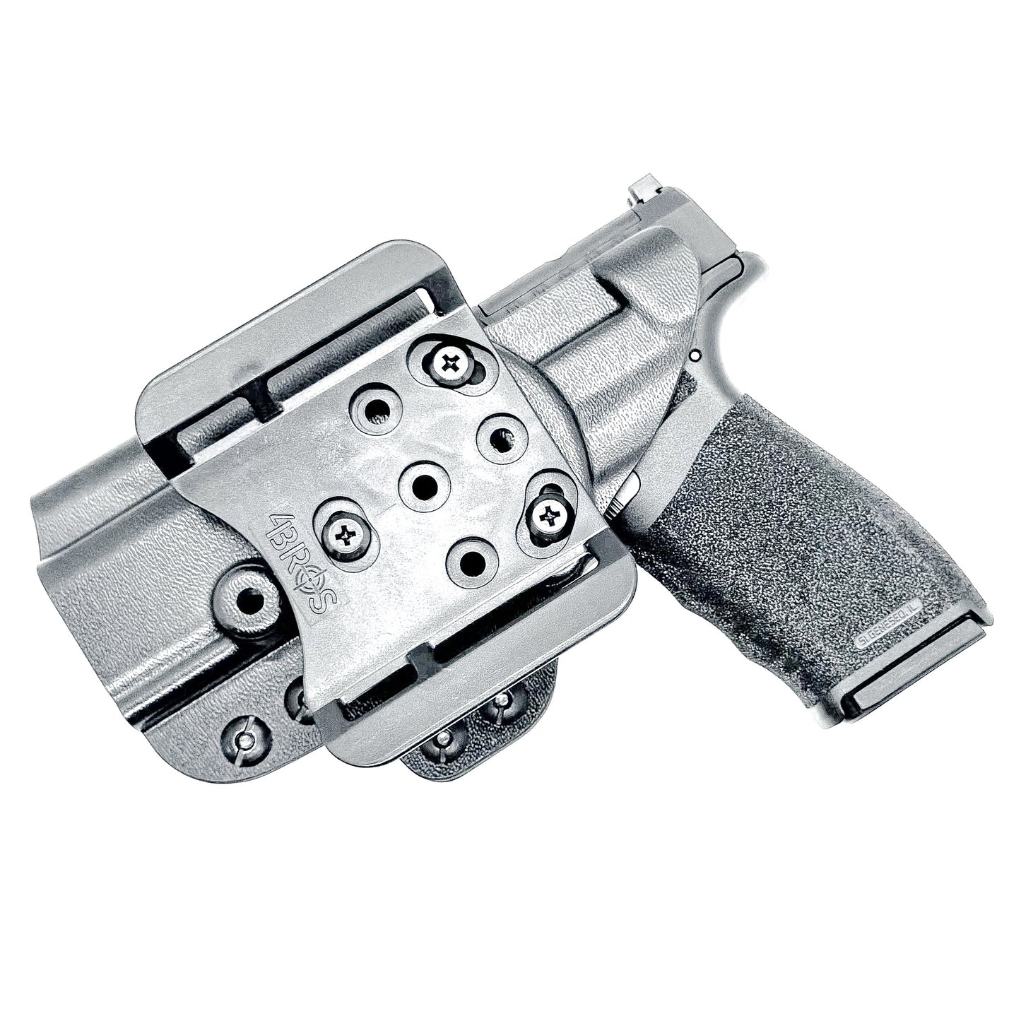 Right-hand OWB holster for Springfield Hellcat Pro with 4BROS 1.5-inch Belt Slide attachment, shown in black Kydex.