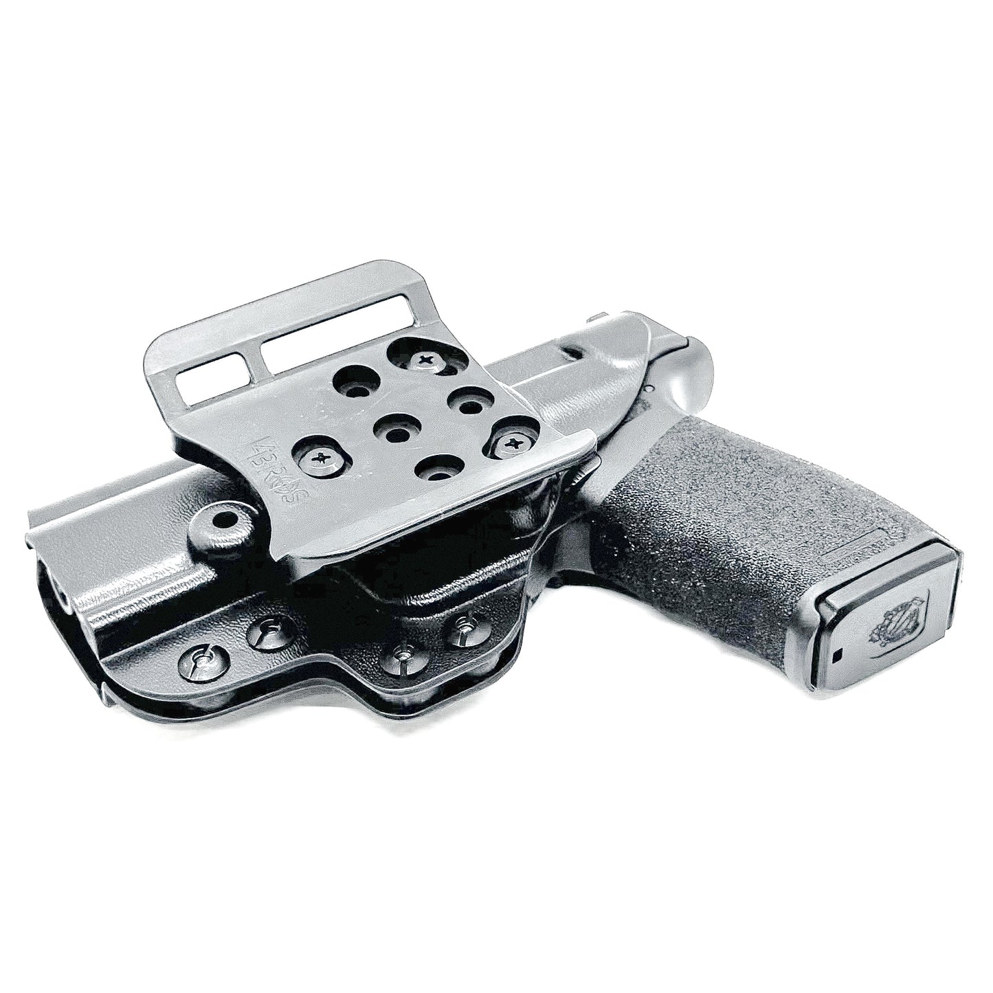 Right-hand OWB holster for Springfield Hellcat Pro with 4BROS 1.5-inch Belt Slide attachment, shown in black Kydex.