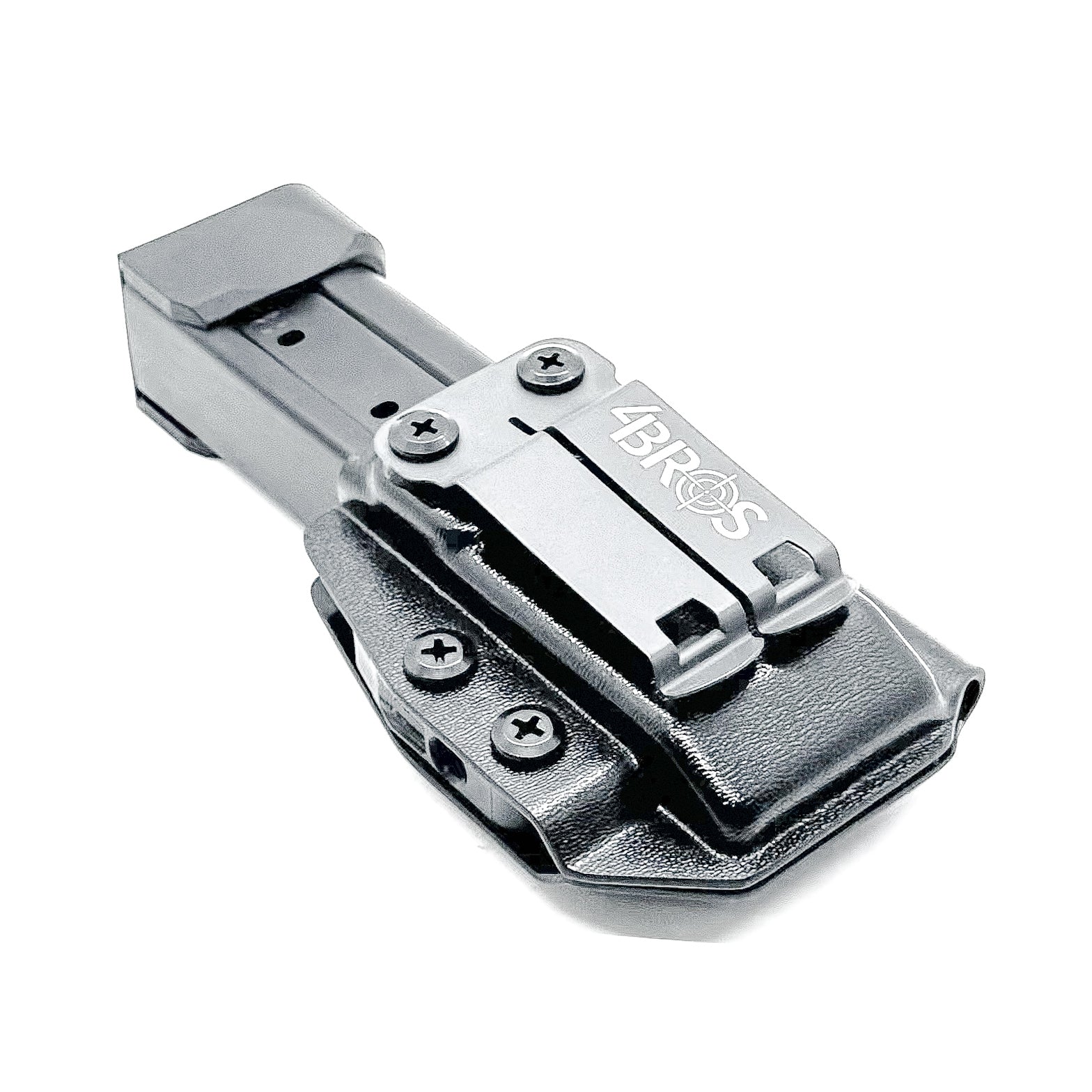 Black Kydex IWB AIWB appendix inside waistband magazine pouch carrier or holster for the Springfield Armory Prodigy from Four Brothers Holsters.