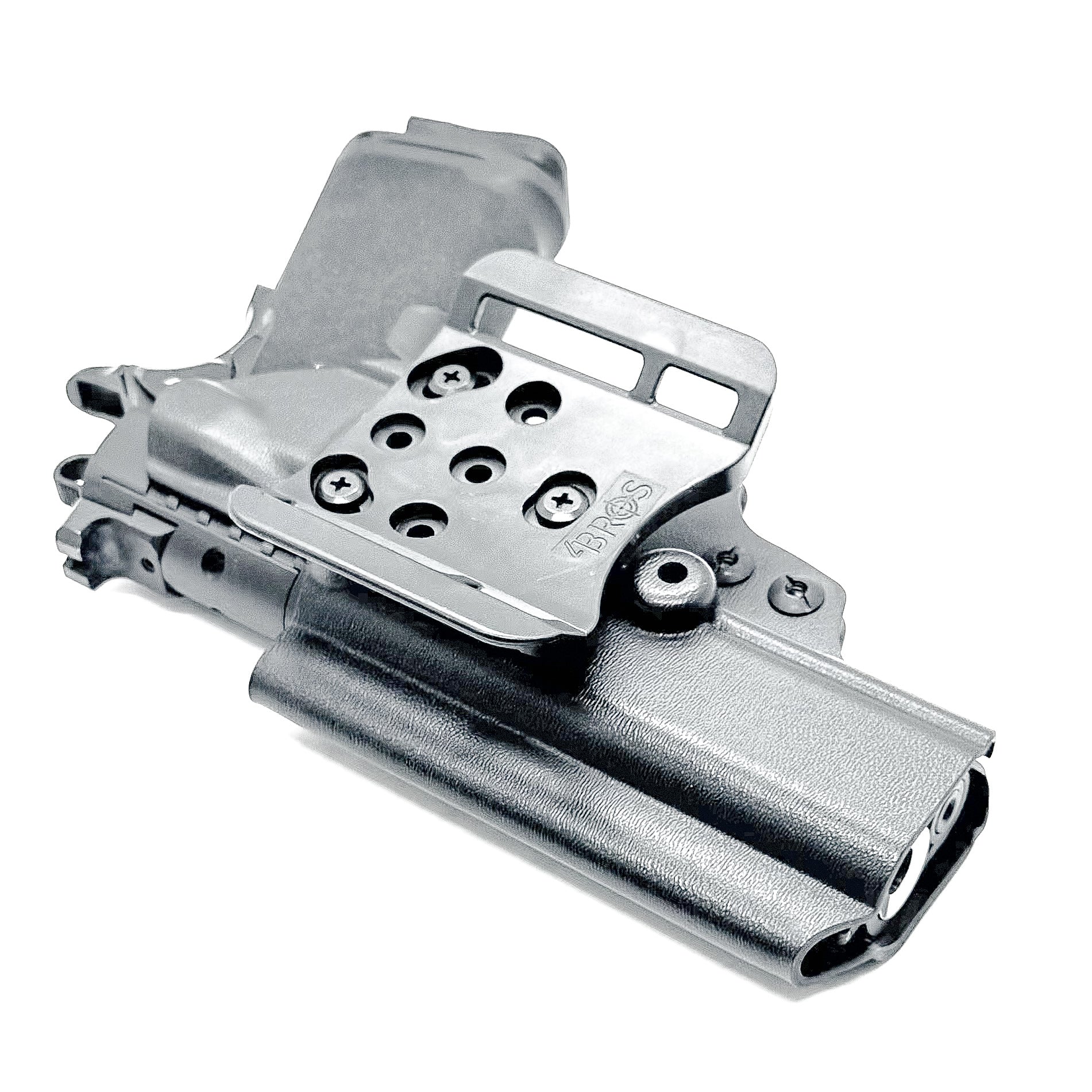 Black OWB Kydex holster for Springfield 1911 DS Prodigy with open muzzle, full sweat guard, and red dot sight compatibility.