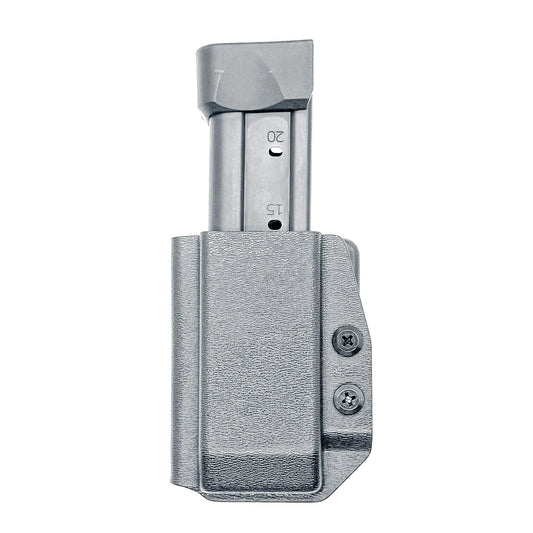 Black OWB Outside Waistband Kydex Magazine Pouch designed to fit the Springfield Armory Prodigy Magazine from Four Brothers Holsters. Made in the USA.