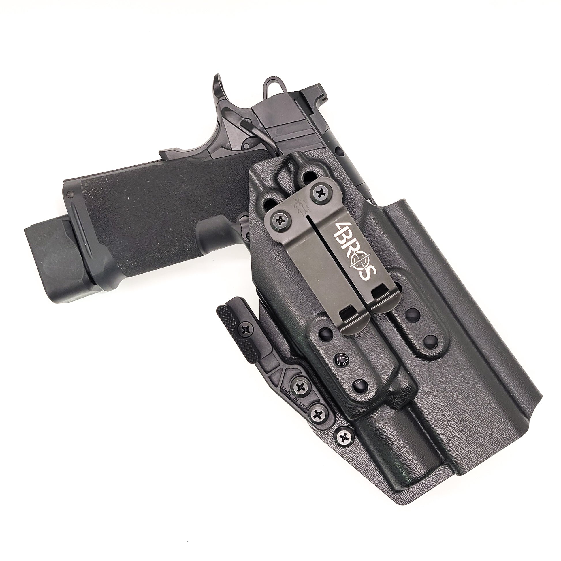 For the best IWB Kydex Inside Waistband Holster for the Springfield Armory 1911 DS Prodigy 5" & 4.25" & Surefire X300U A or B shop Four Brothers Holsters.