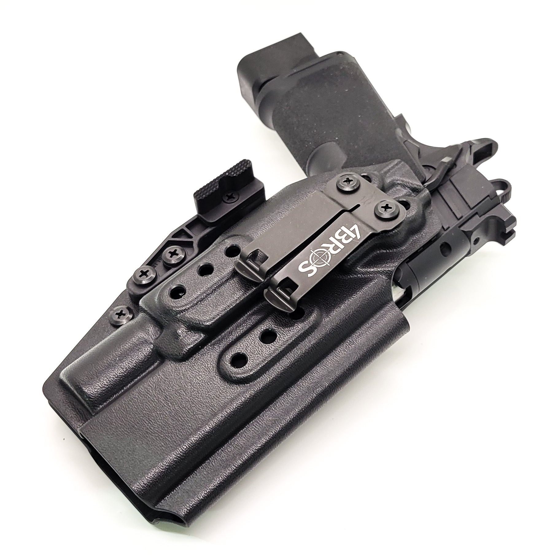 For the best IWB Kydex Inside Waistband Holster for the Springfield Armory 1911 DS Prodigy 5" & 4.25" & Surefire X300U A or B shop Four Brothers Holsters.