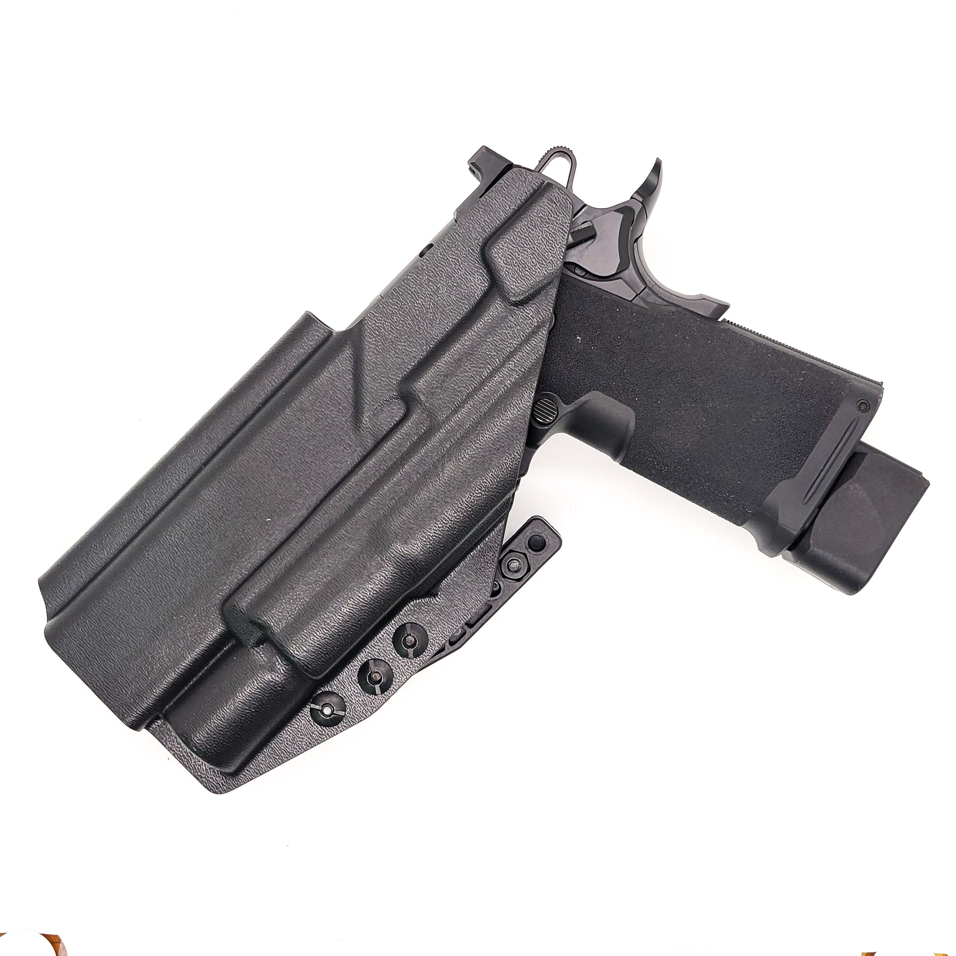 For the best IWB Kydex Inside Waistband Holster for the Springfield Armory 1911 DS Prodigy 5" & 4.25" & Surefire X300U A or B shop Four Brothers Holsters.