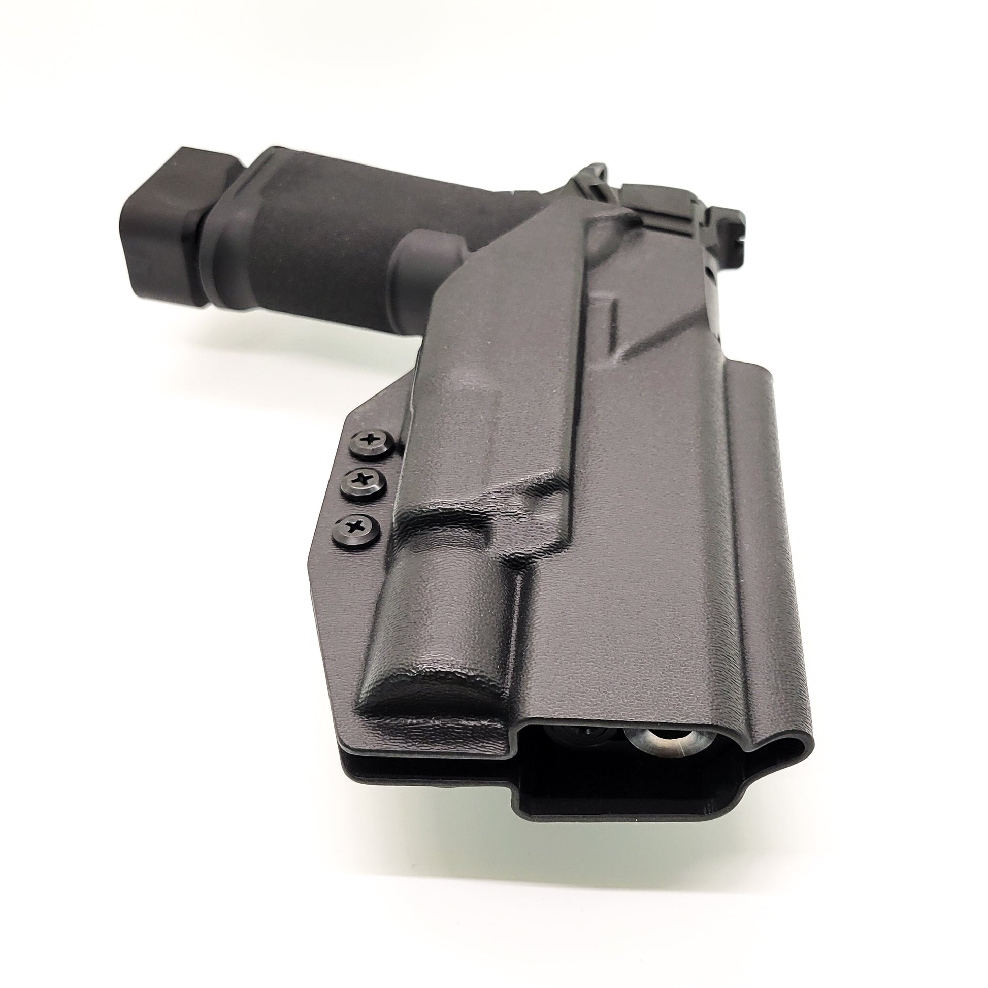 For the best Outside Waistband OWB Holster for the Springfield Armory 1911 DS Prodigy 5" & 4.25" and Surefire X300U A or B, shop Four Brothers 4BROS Holsters.