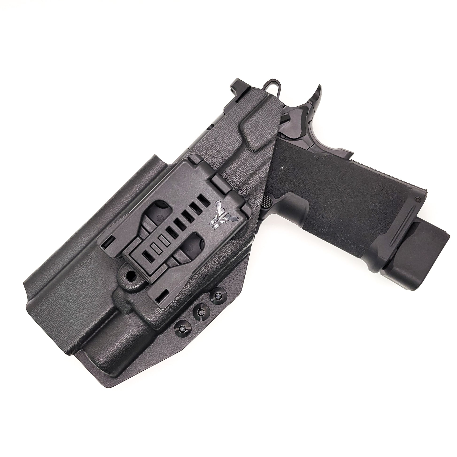 For the best Outside Waistband OWB Holster for the Springfield Armory 1911 DS Prodigy 5" & 4.25" and Surefire X300U A or B, shop Four Brothers 4BROS Holsters.