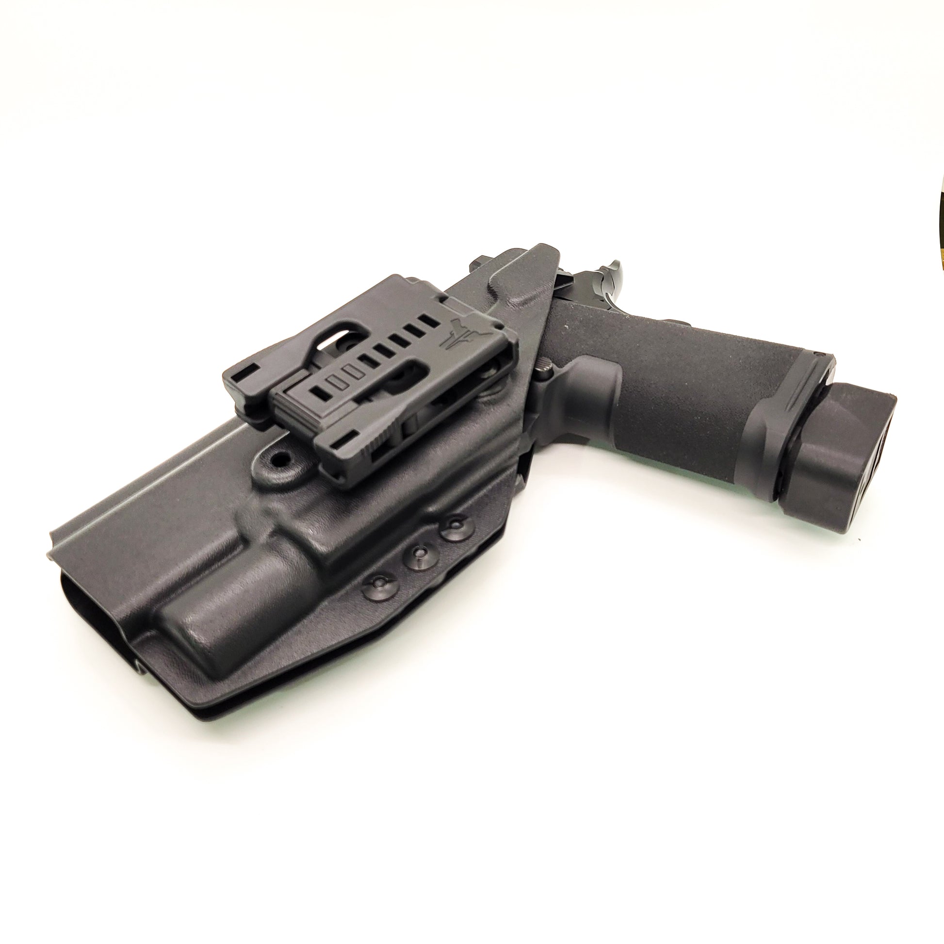 For the best Outside Waistband OWB Holster for the Springfield Armory 1911 DS Prodigy 5" & 4.25" and Surefire X300U A or B, shop Four Brothers 4BROS Holsters.