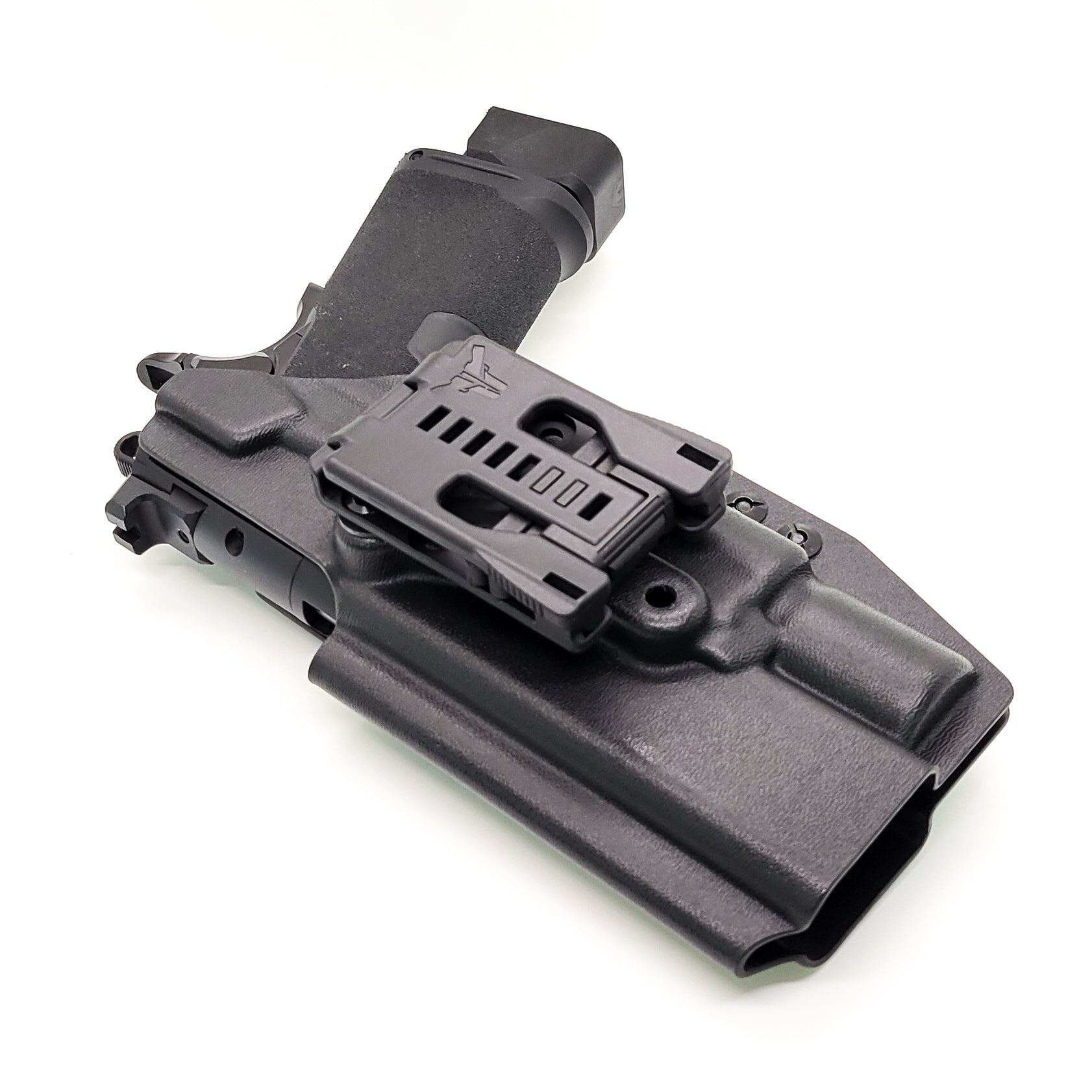 For the best Outside Waistband OWB Holster for the Springfield Armory 1911 DS Prodigy 5" & 4.25" and Surefire X300U A or B, shop Four Brothers 4BROS Holsters.