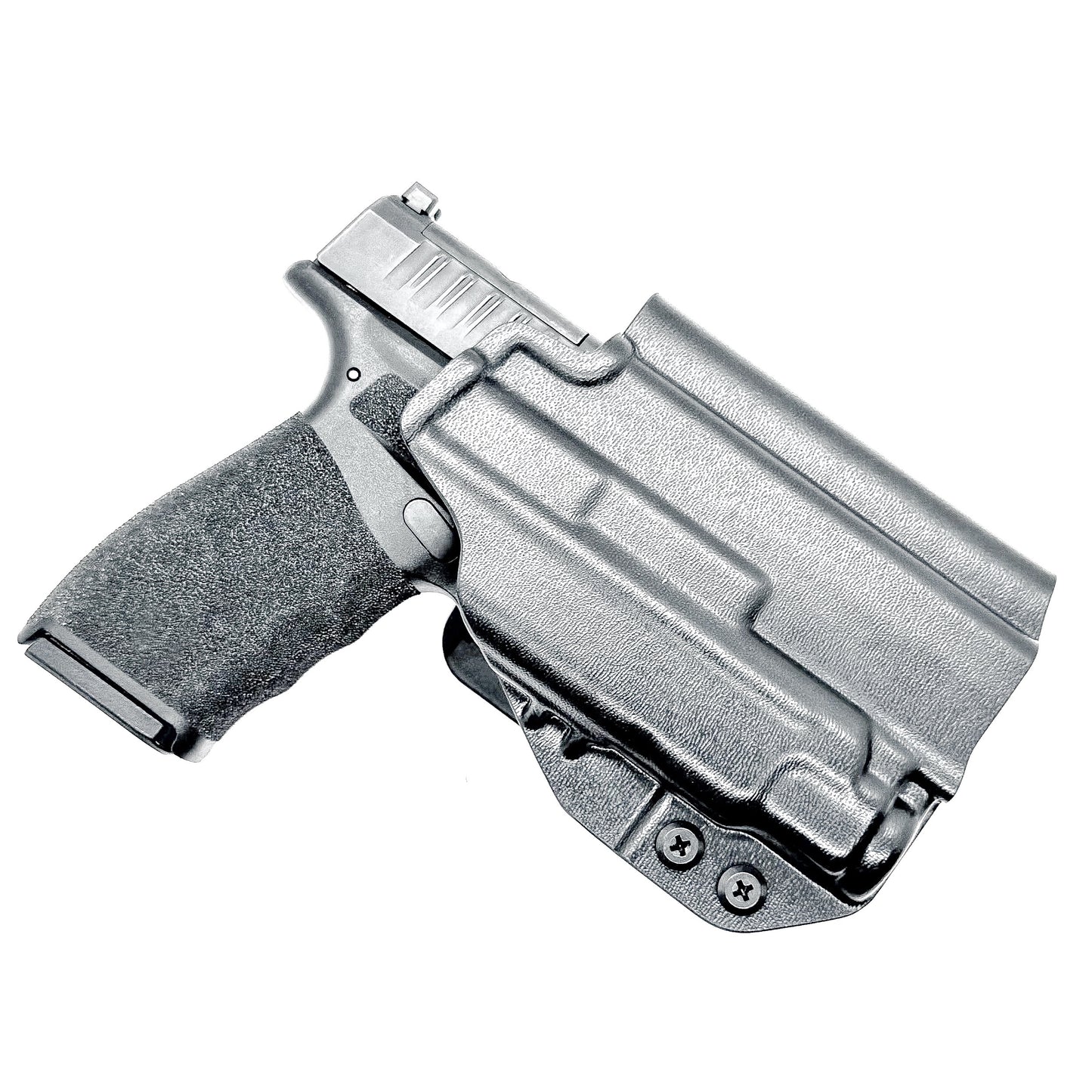 Black OWB Holster for the Springfield Armory Hellcat Pro with the Streamlight TLR-7 Sub Light shown with the 4BROS 1.5" Belt Slide.