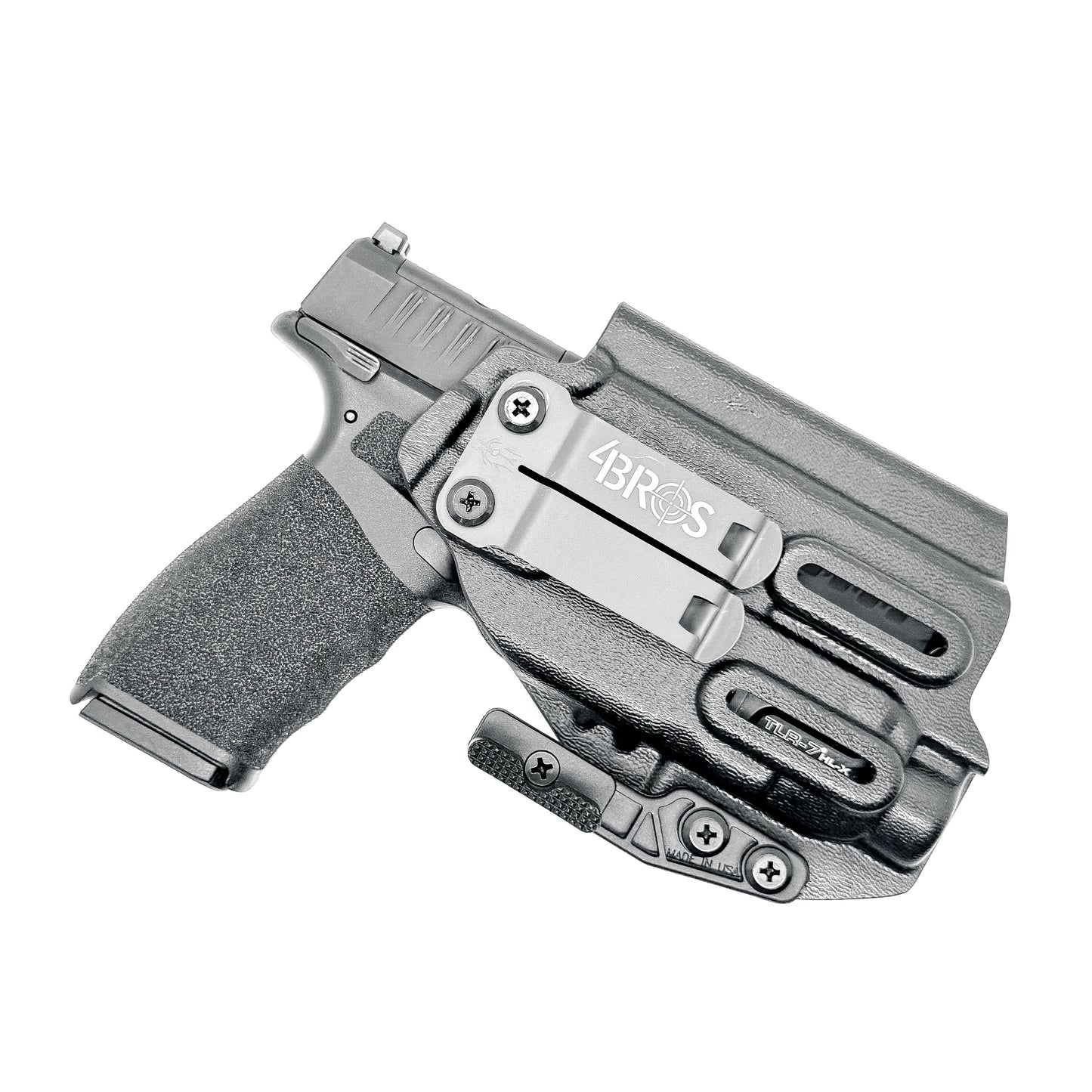 For the best IWB AIWB Inside Waistband Holster for the Springfield Hellcat Pro & Pro Comp pistol & Streamlight TLR-7 HL-X, X, or A, shop Four Brothers Holsters