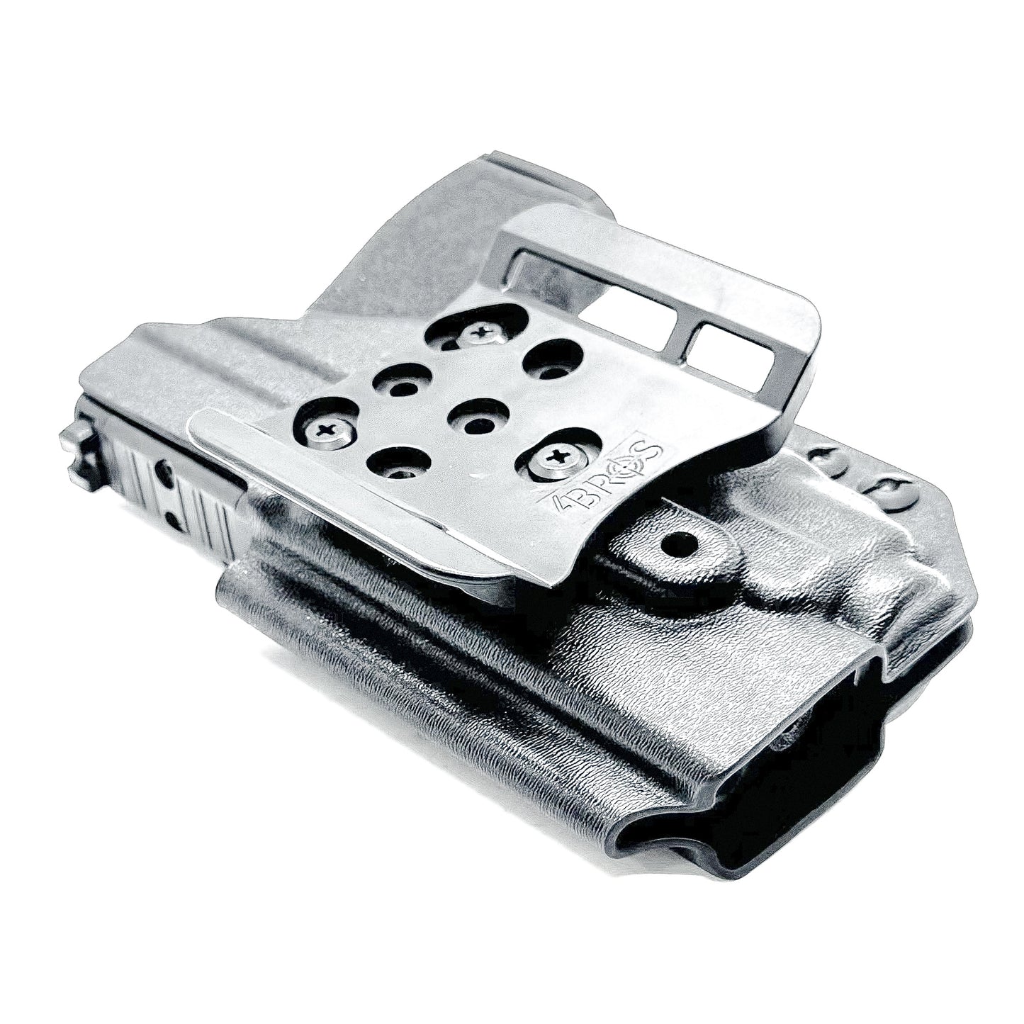 Outside Waistband holster for the Springfield Hellcat Pro with TLR-8A light in black with the 4Bros 1.5" belt slide.